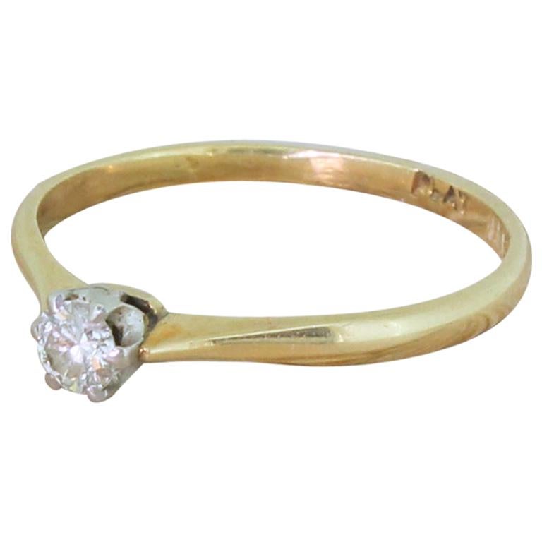 Late 20th Century 0.20 Carat Round Brilliant Cut Diamond Engagement Ring