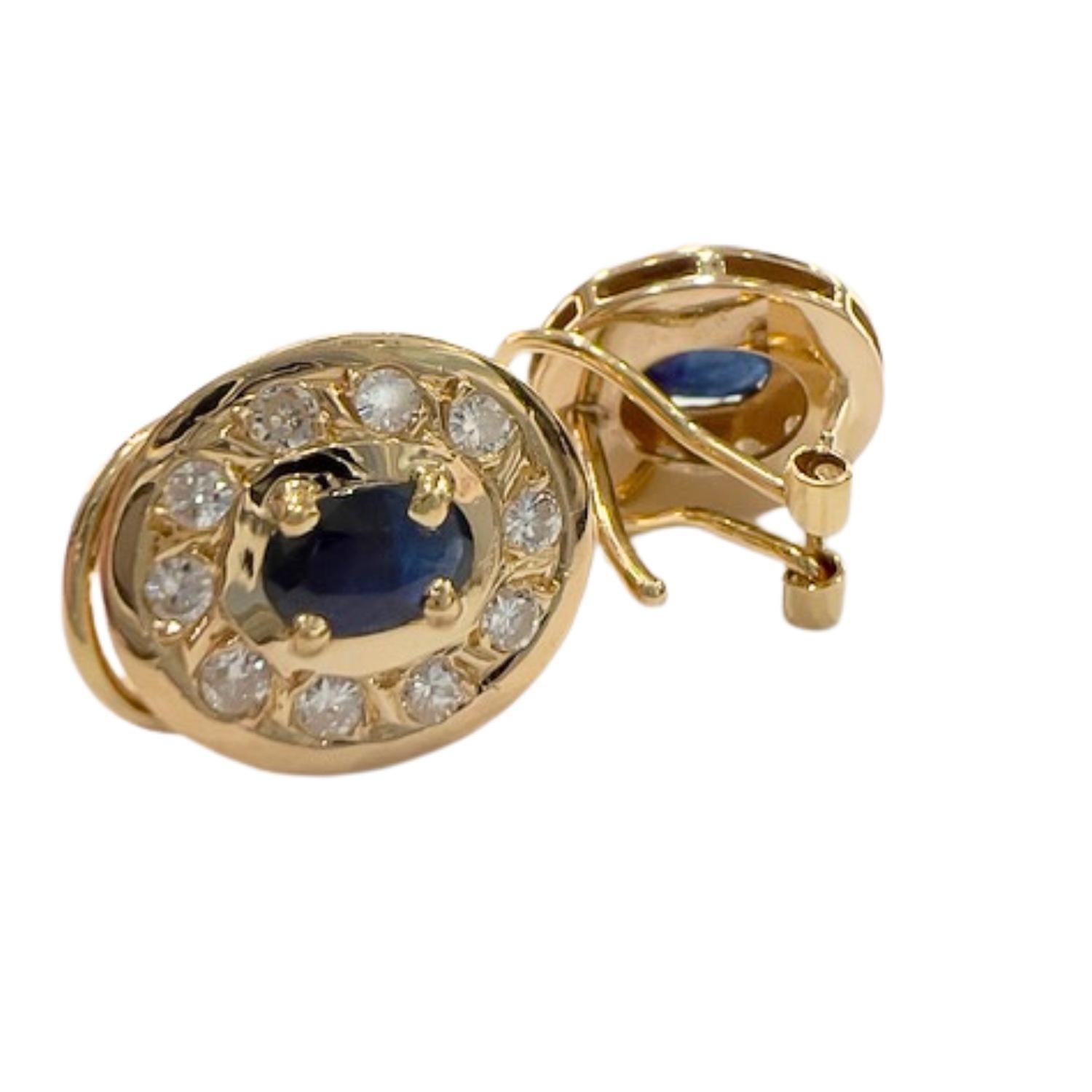 Fin du 20e siècle Boucles d'oreilles en or 18k 0,60 carats de diamants et 0,50 carats de saphirs Bon état - En vente à MADRID, ES
