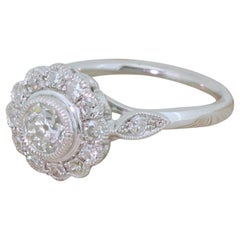 Late 20th Century 0.95 Carat Old Cut Diamond Cluster Ring, circa 1980