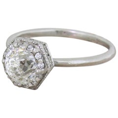 Vintage Late 20th Century 1.00 Carat Rose Cut Diamond Solitaire Ring