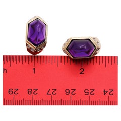 14 Karat Gelbgold. Ohrringe mit Amethyst und Diamanten