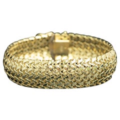 Pulsera de eslabones de malla de oro amarillo de 14 quilates de finales del siglo XX Circa años 80