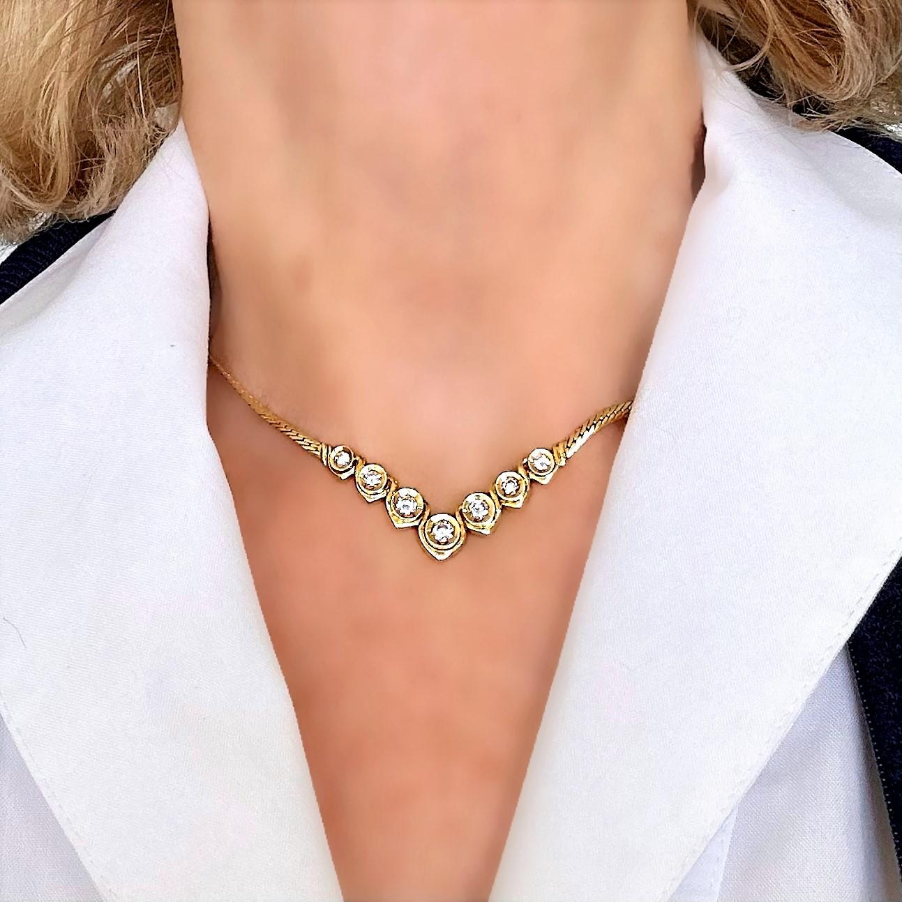 Mode-Halskette aus 18 Karat Gelbgold und Diamanten aus dem späten 20. Jahrhundert 1