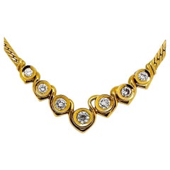 Late-20th Century 18K Yellow Gold and Diamond Fashion Necklace