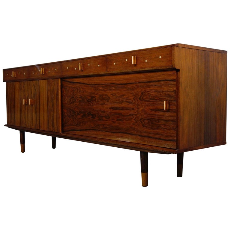Late 20th Century Brazilian Rosewood Sideboard Credenza For Sale