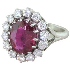 Late 20th Century 3.25 Carat Natural Ruby and Platinum Diamond Ring