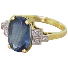 Late 20th Century 3.34 Carat Sapphire Solitaire Ring