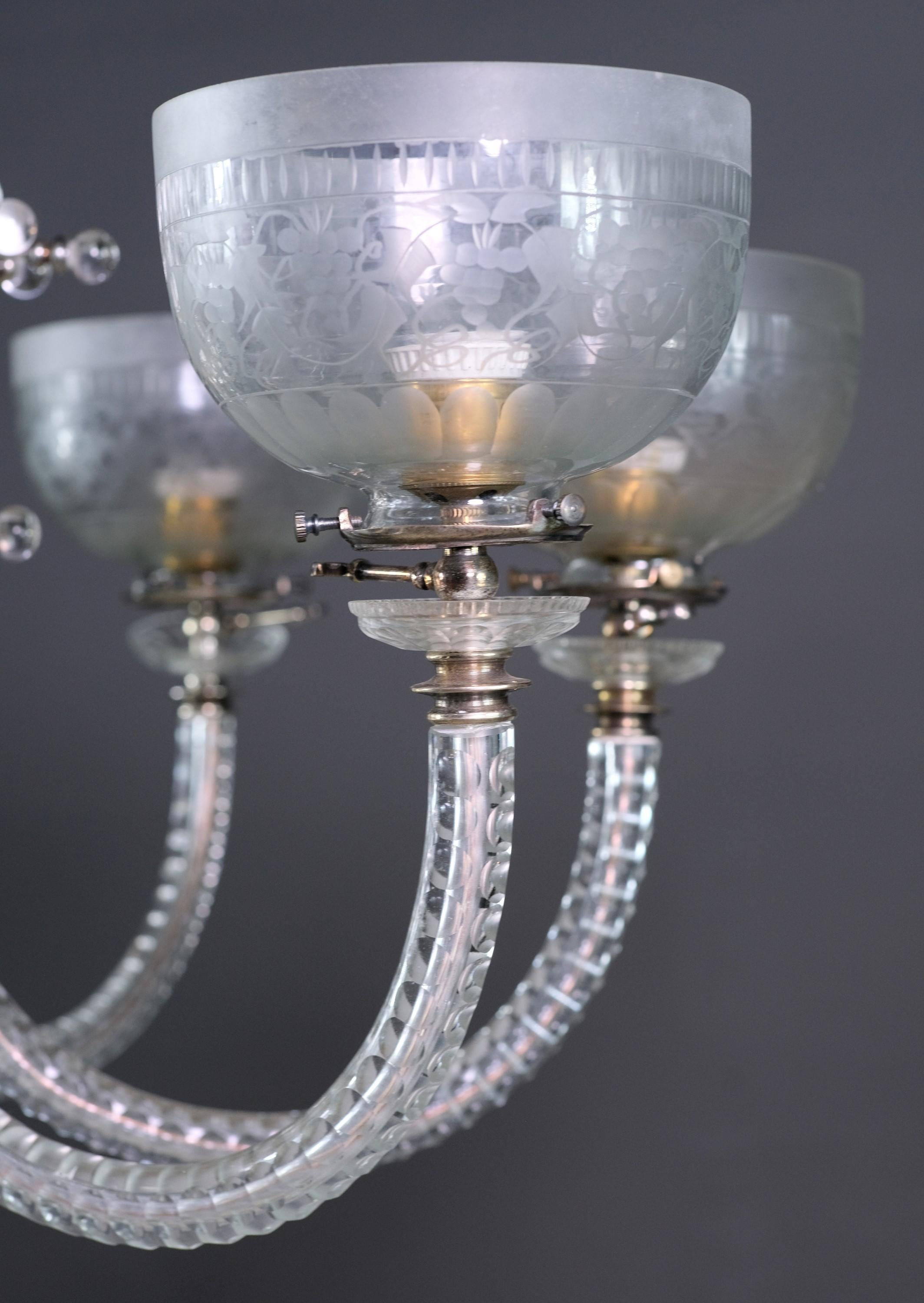 Late 20th Century 8 Arm Cut Crystal Fine Osler Chandelier Replica In Good Condition In New York, NY
