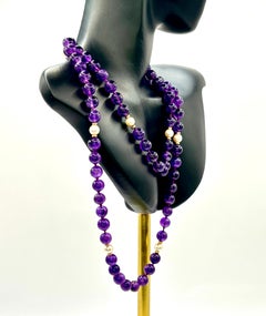 Late 20th Century 9ct Gold Amethyst Pearl Beaded Necklace, UK