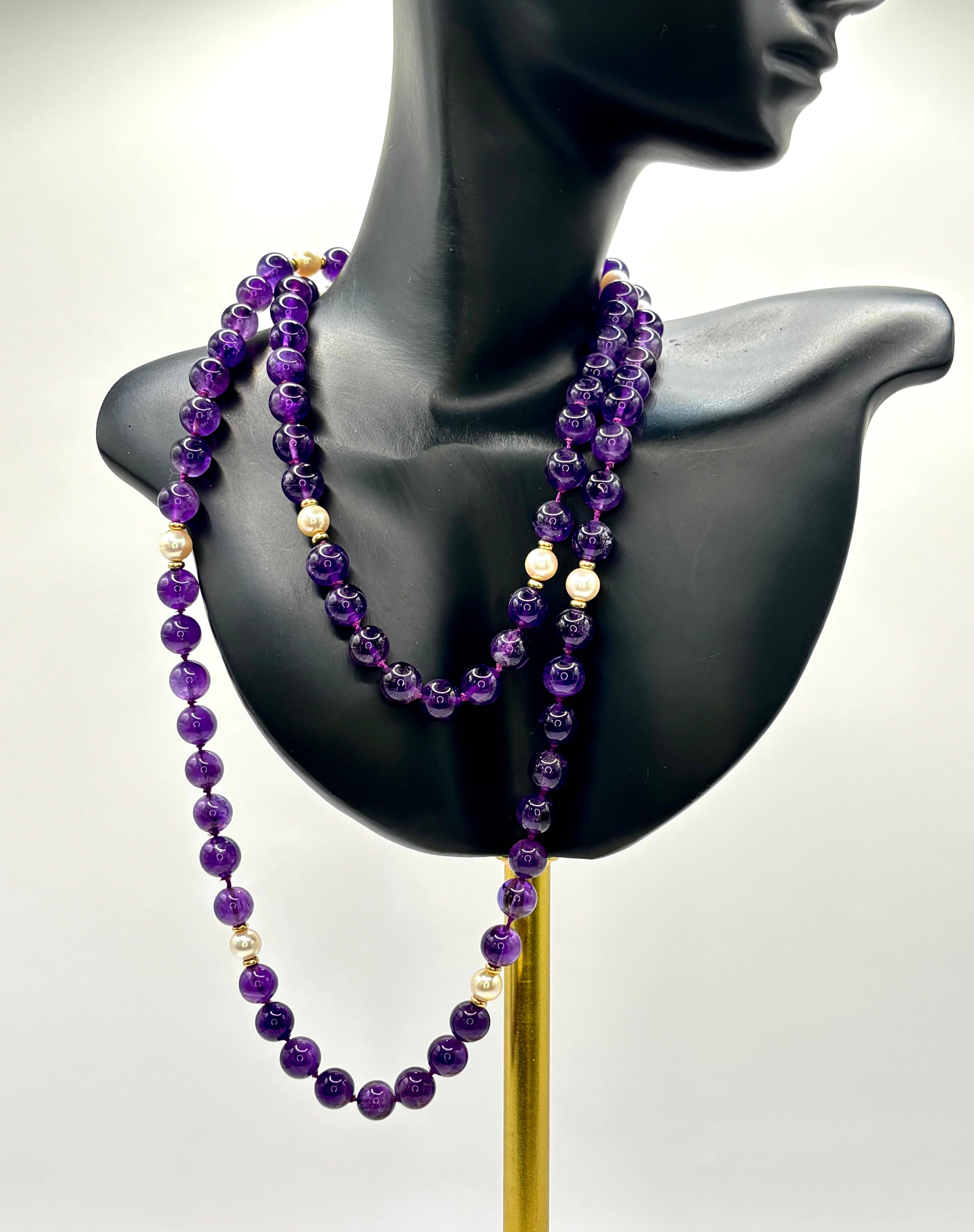 Collana in oro 9 carati con ametista e perle, fine XX secolo, Regno Unito