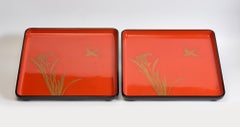 20. Jahrhundert, Ein Paar japanischer Lackwaren Tabletts