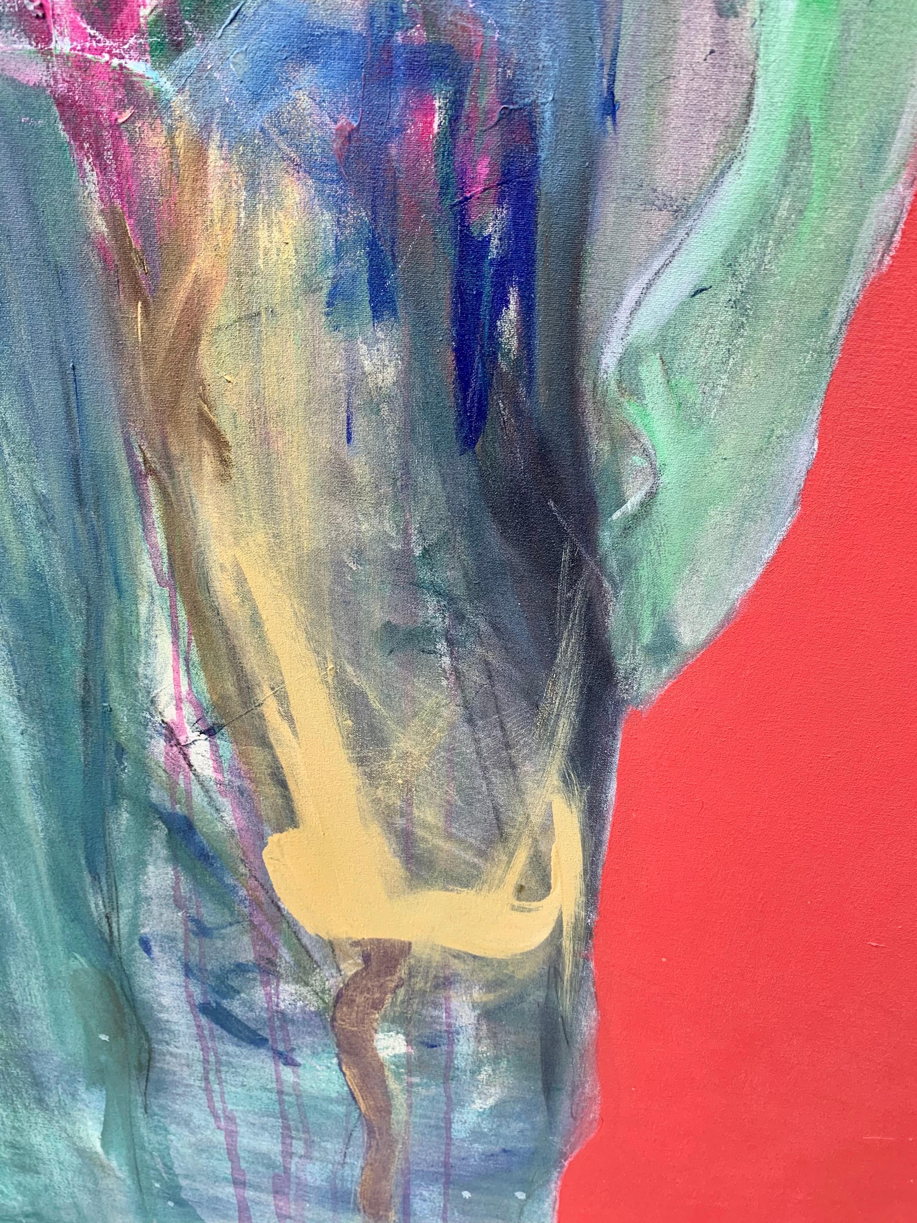 Pintura sobre lienzo firmada por un artista abstracto de finales del siglo XX en venta 5