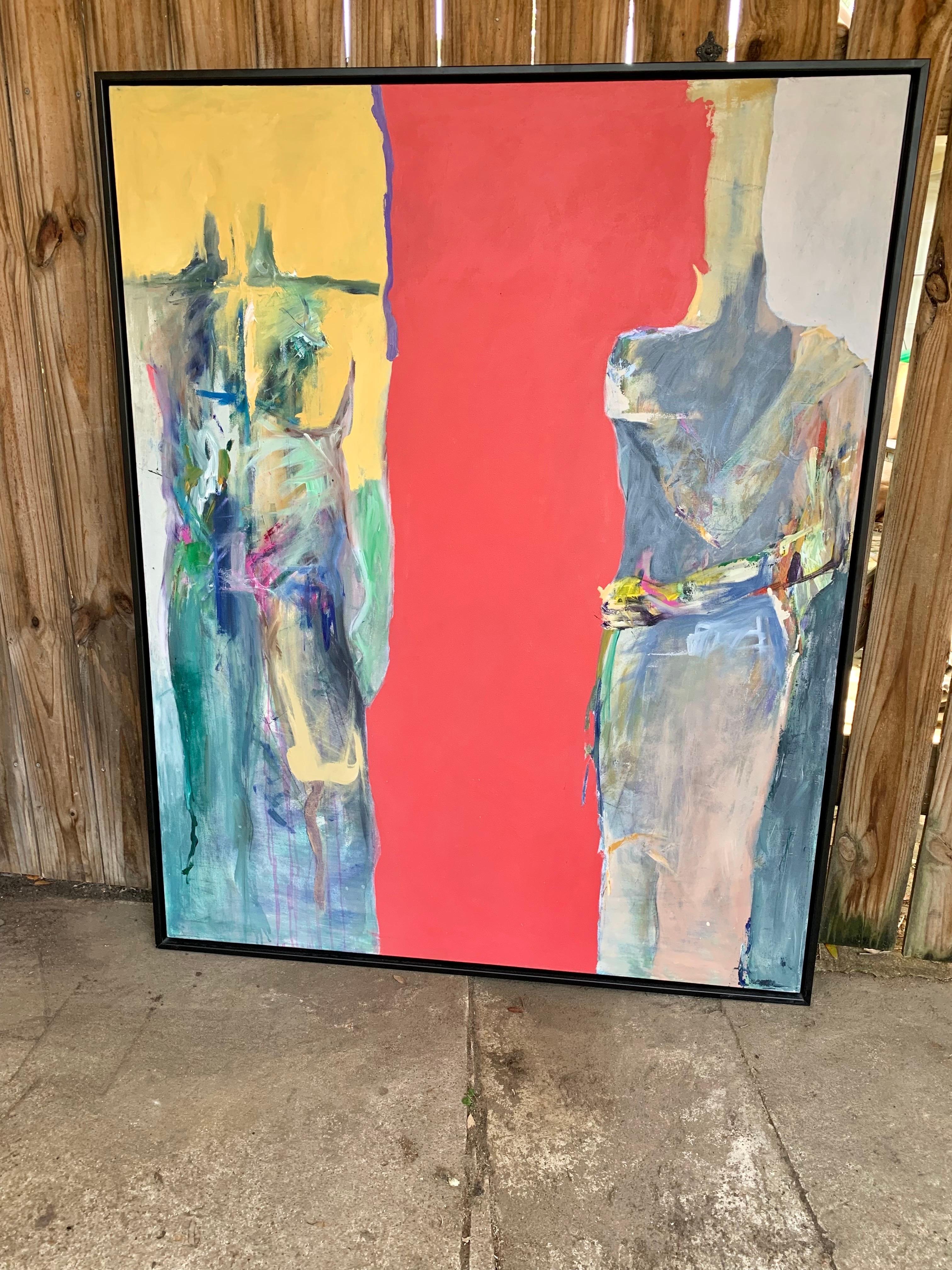 Pintura sobre lienzo firmada por un artista abstracto de finales del siglo XX en venta 9