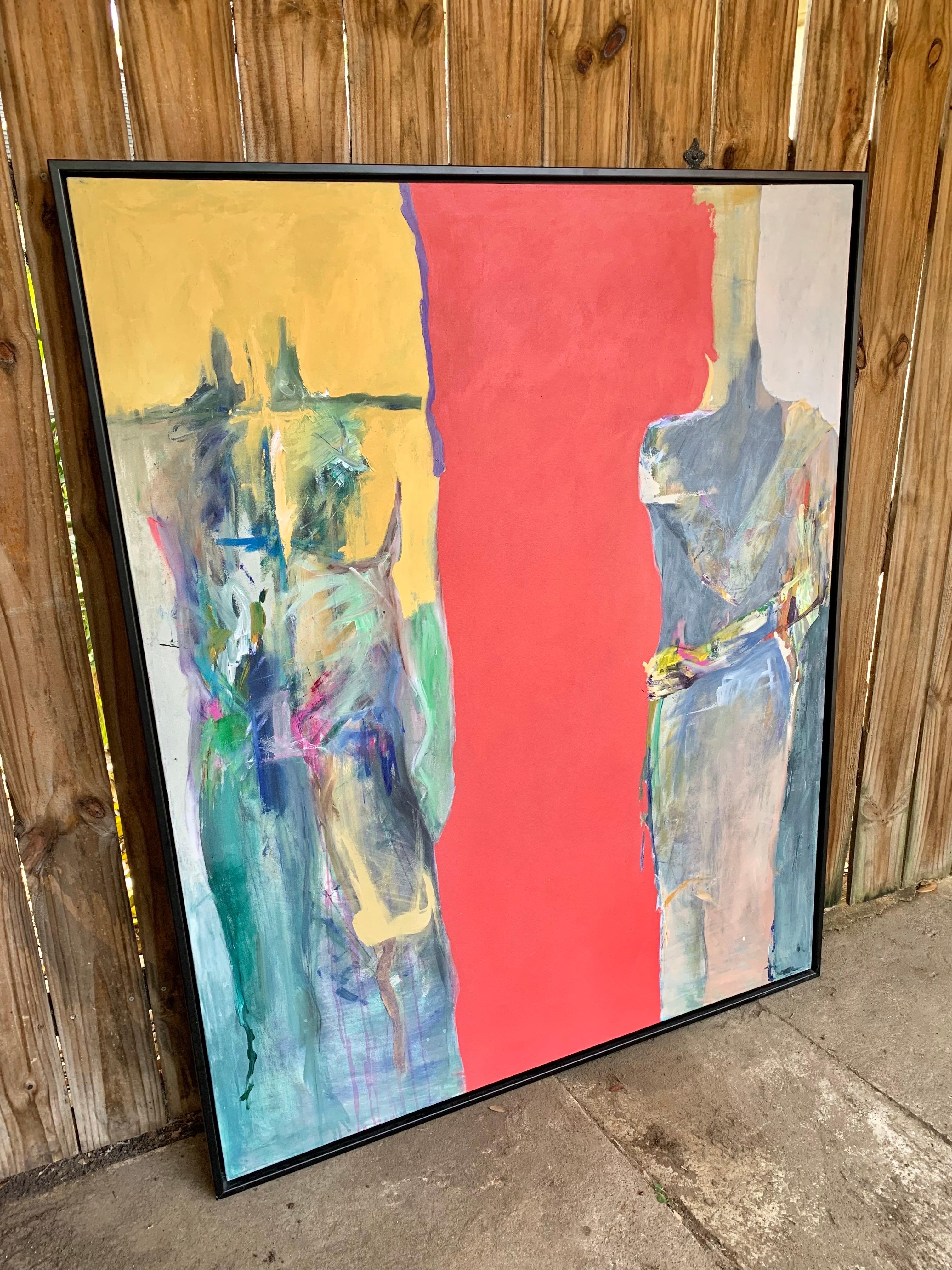 Pintura sobre lienzo firmada por un artista abstracto de finales del siglo XX en venta 10