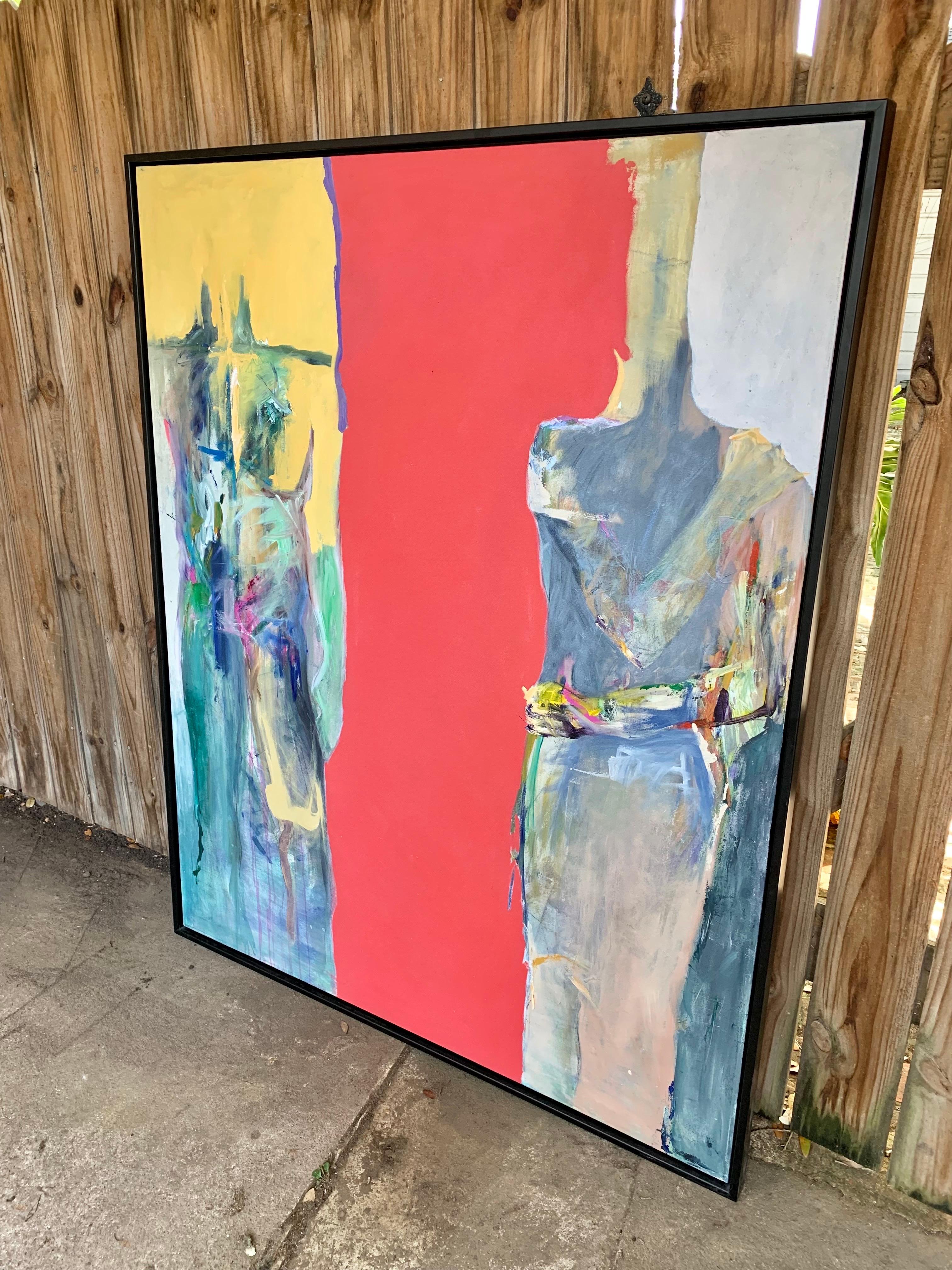 Pintura sobre lienzo firmada por un artista abstracto de finales del siglo XX en venta 11