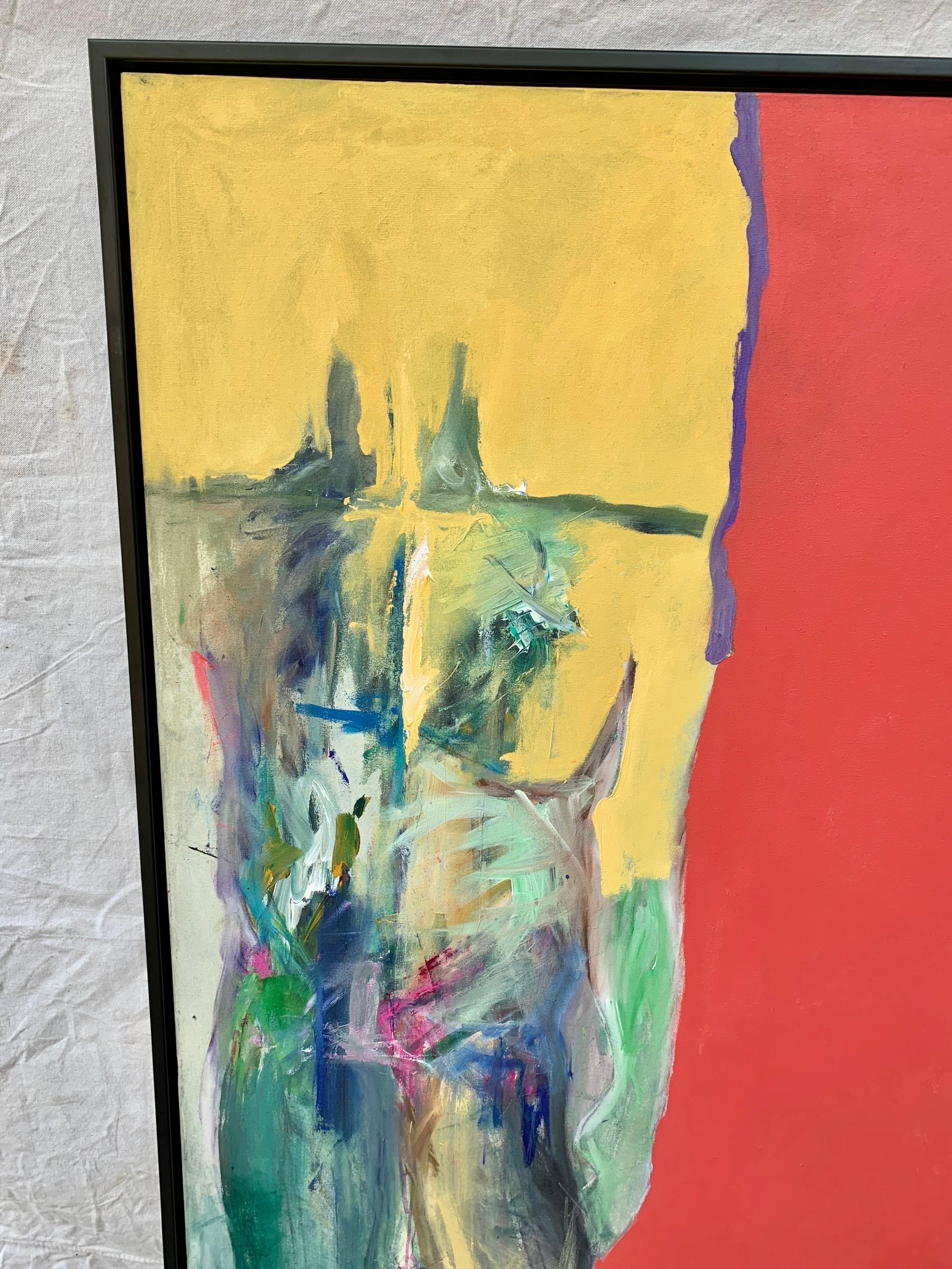 Pintura sobre lienzo firmada por un artista abstracto de finales del siglo XX Hecho a mano en venta