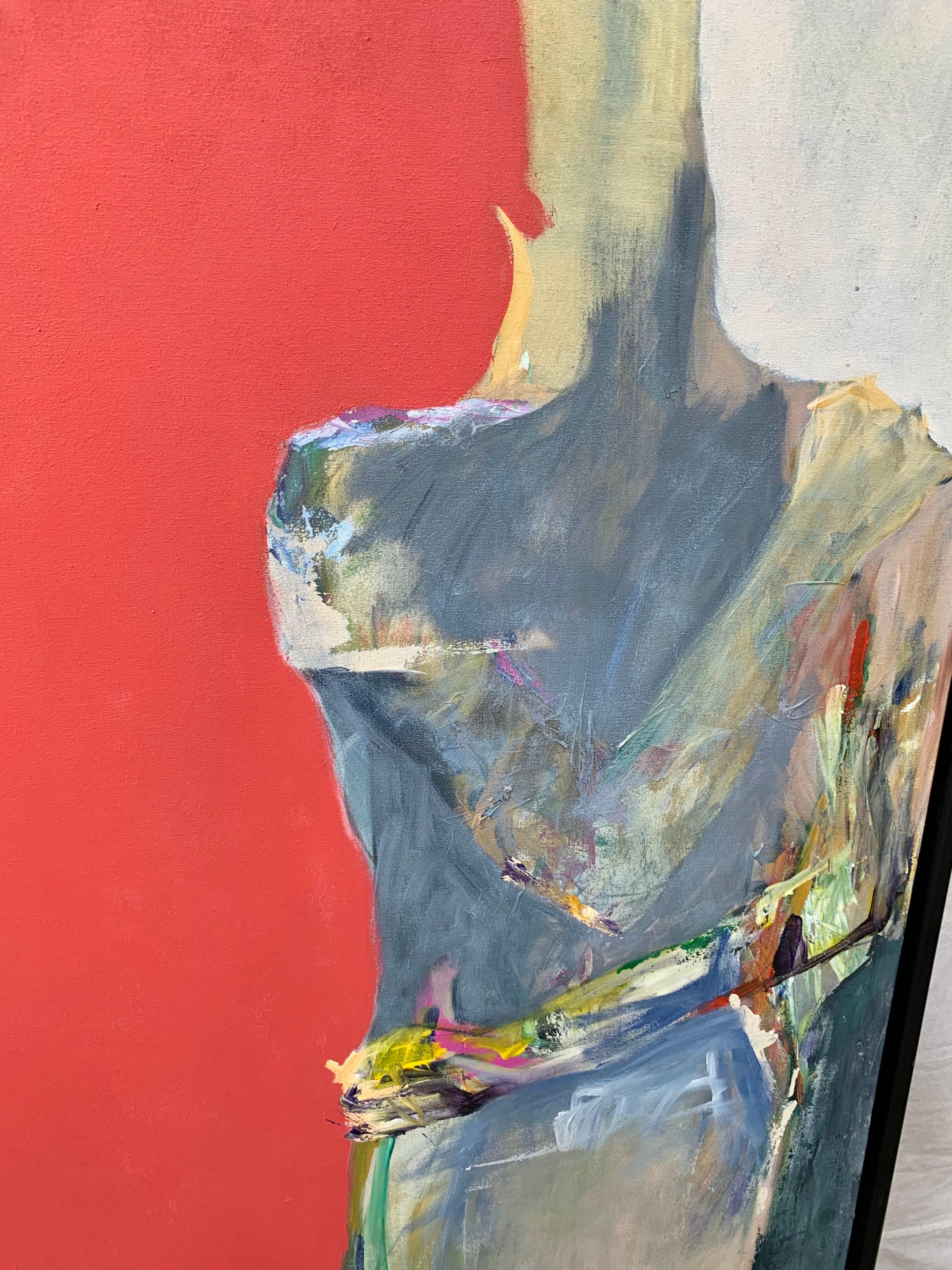 Pintura sobre lienzo firmada por un artista abstracto de finales del siglo XX en venta 3
