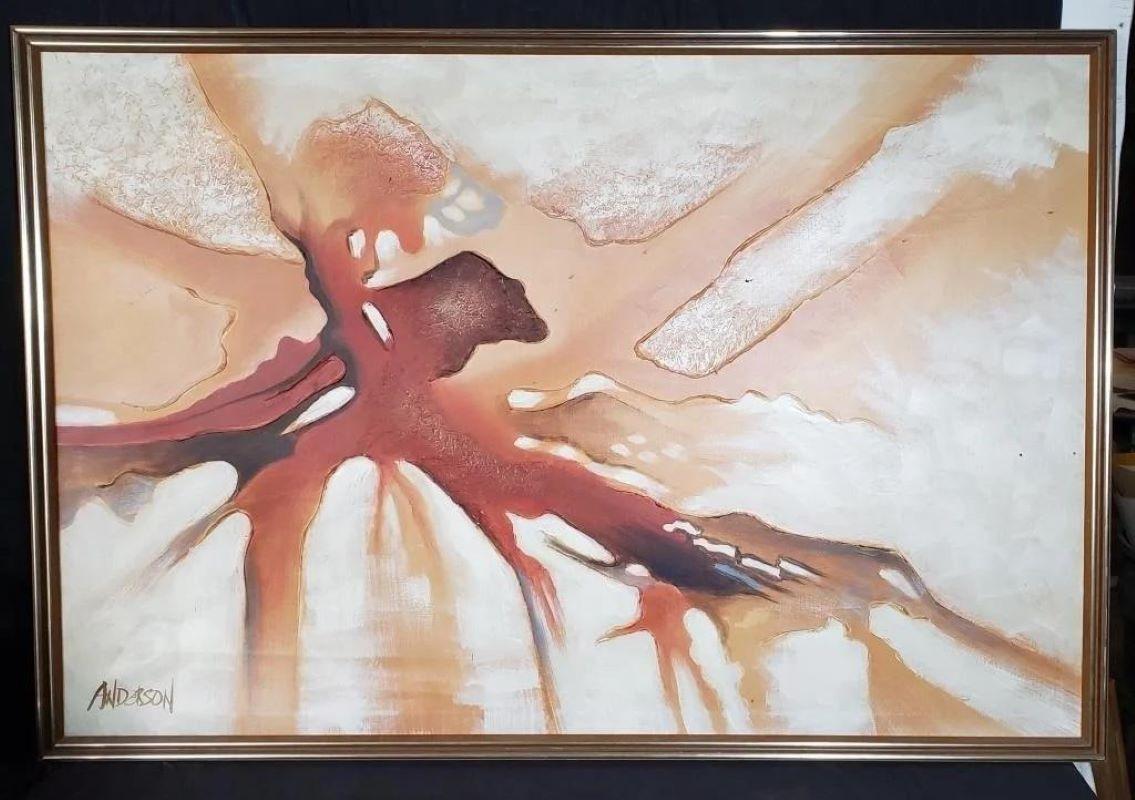 Signed Abstract Framed Oil on Canvas, Signed Anderson. With beautiful natural Earth toned colors.

Measures approx 42 x 62.