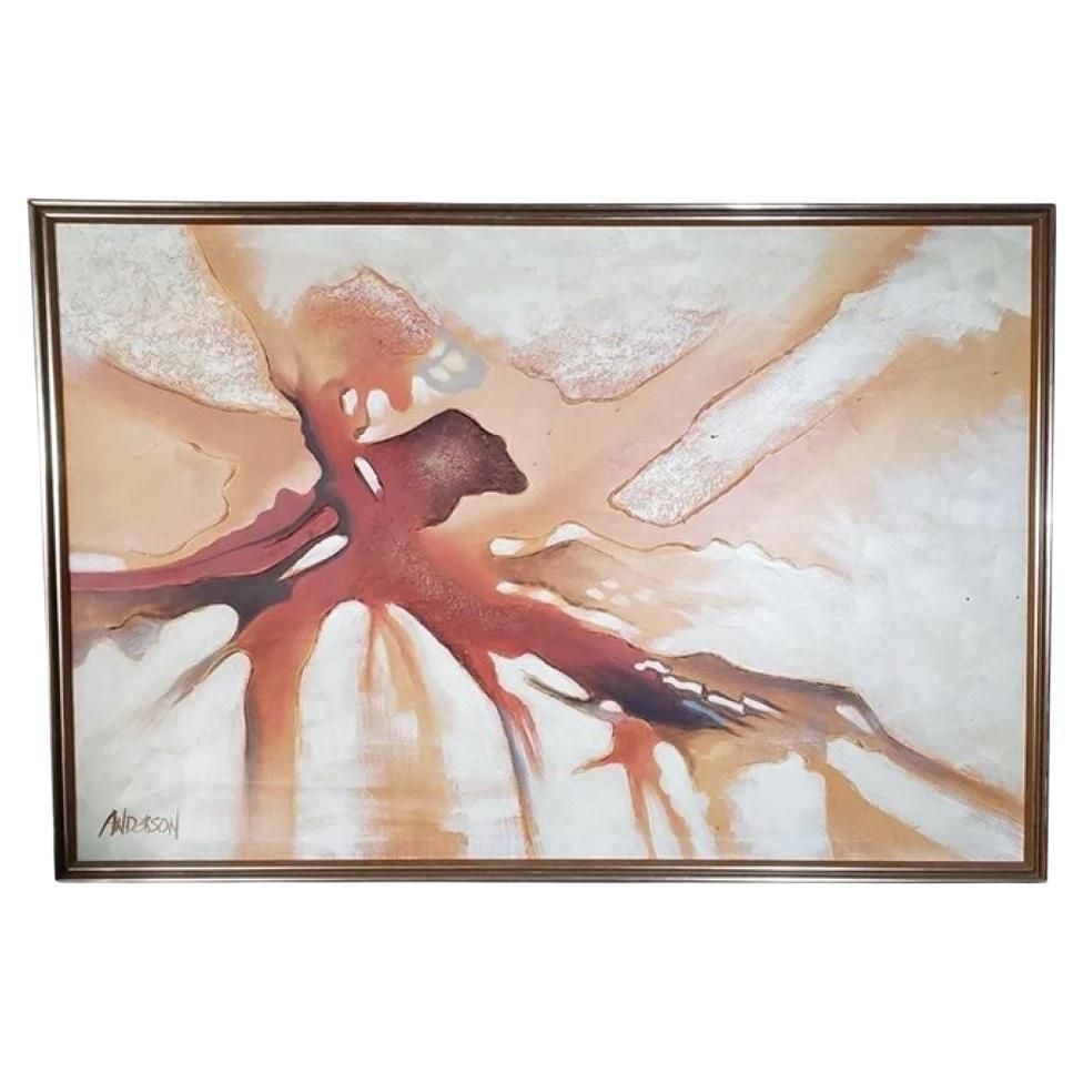 Late 20th Century Abstract Framed Oil Painting on Canvas, Signed Anderson For Sale