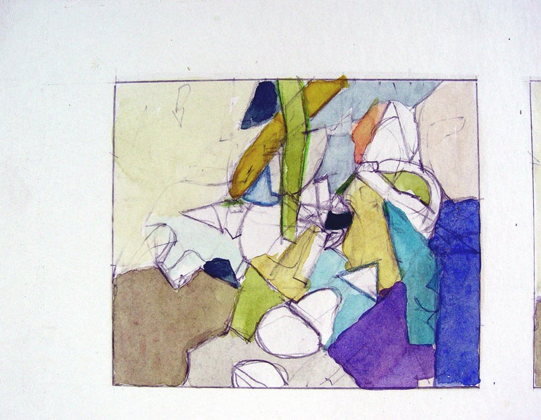 North American Late 20th Century Abstract Jewel Tones Watercolor Painting For Sale