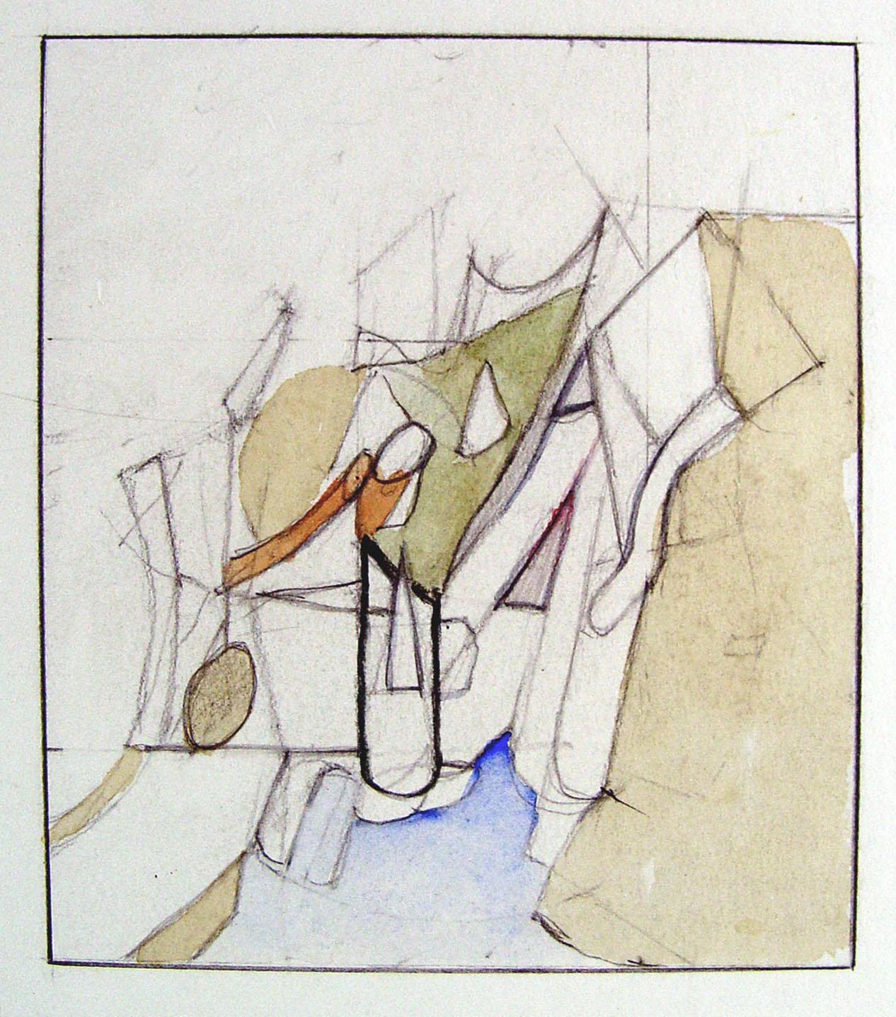 North American Late 20th Century Abstract Neutral Tones Watercolor Painting For Sale