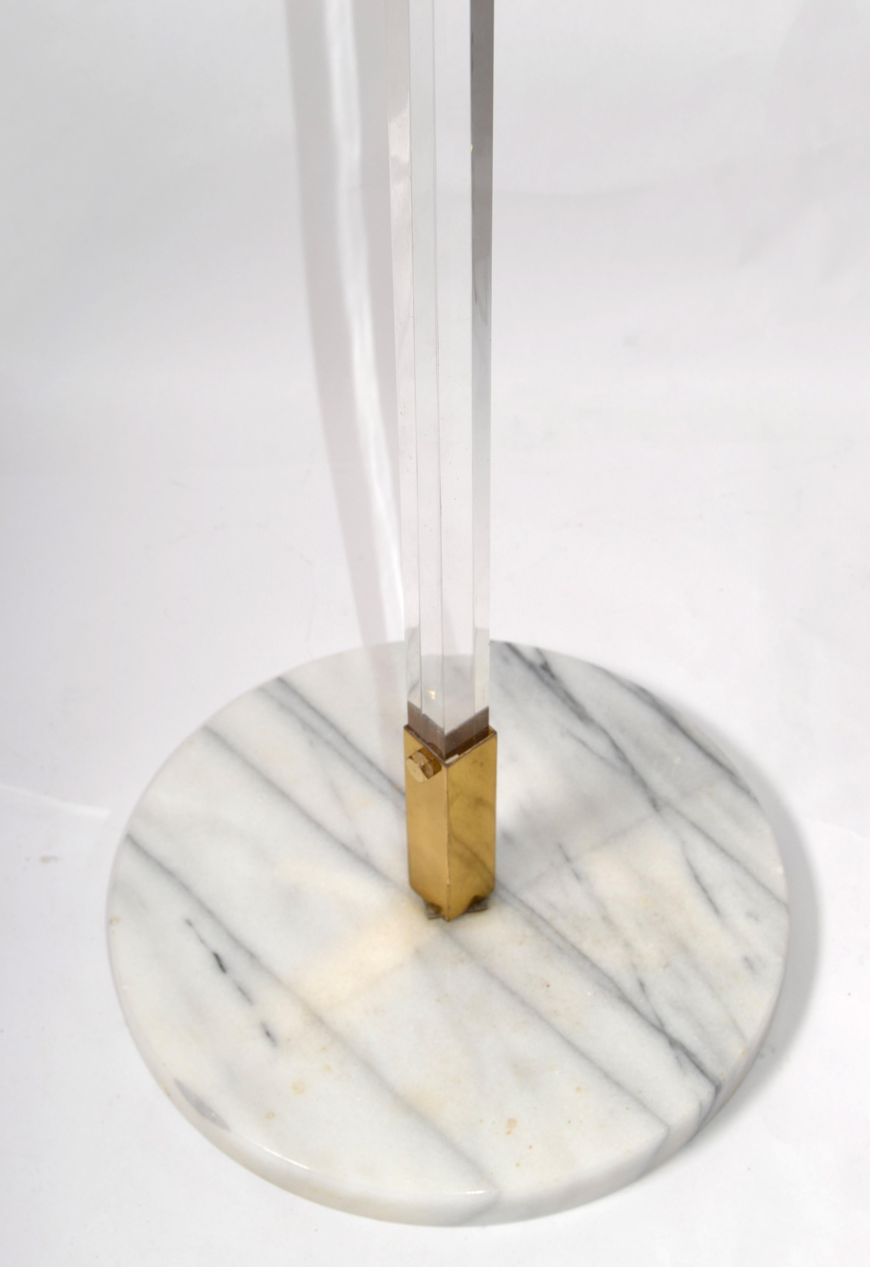 Late 20th Century Adjustable Brass Lucite and Round Marble Base Floor Lamp Italy For Sale 6