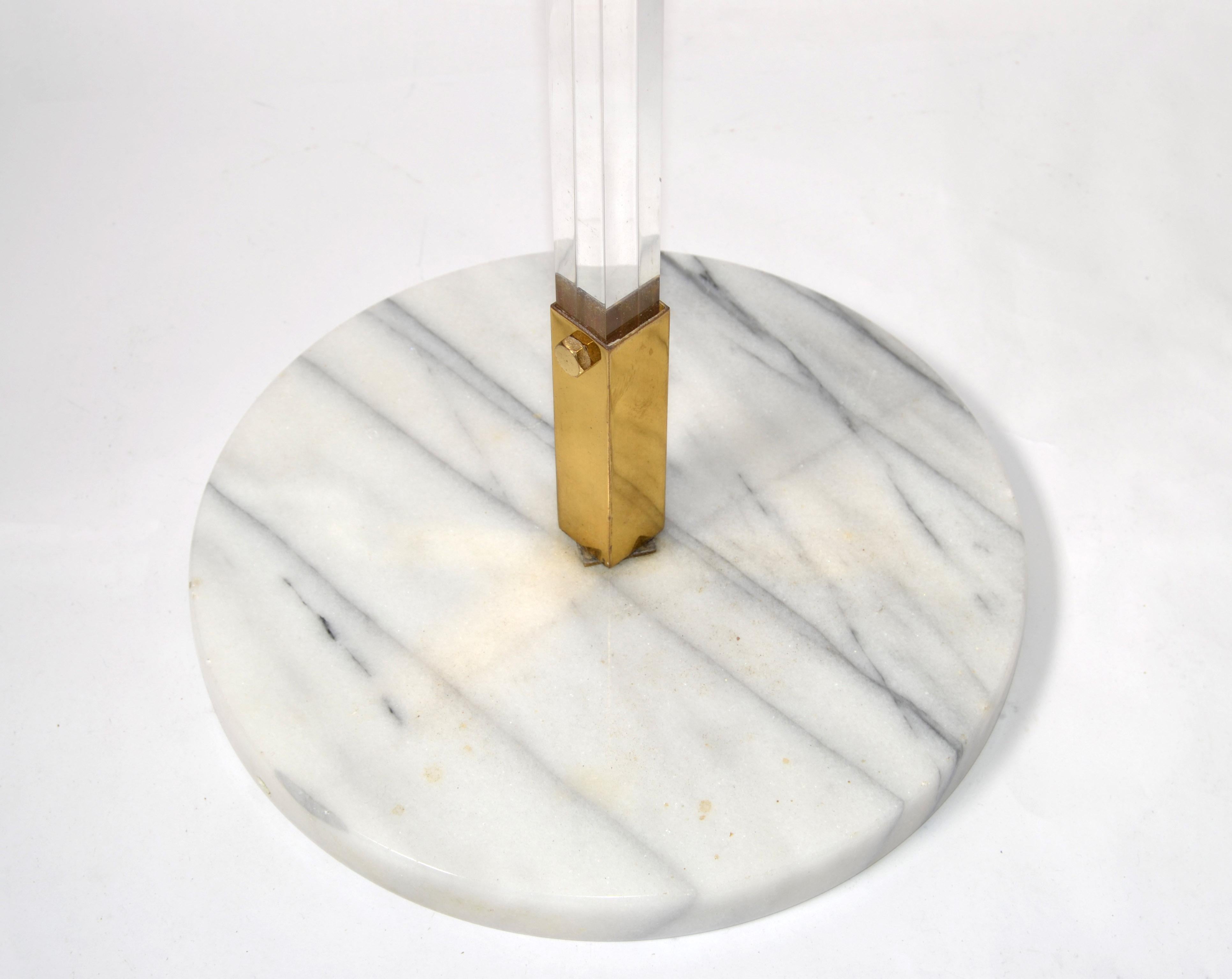 Late 20th Century Adjustable Brass Lucite and Round Marble Base Floor Lamp Italy For Sale 7