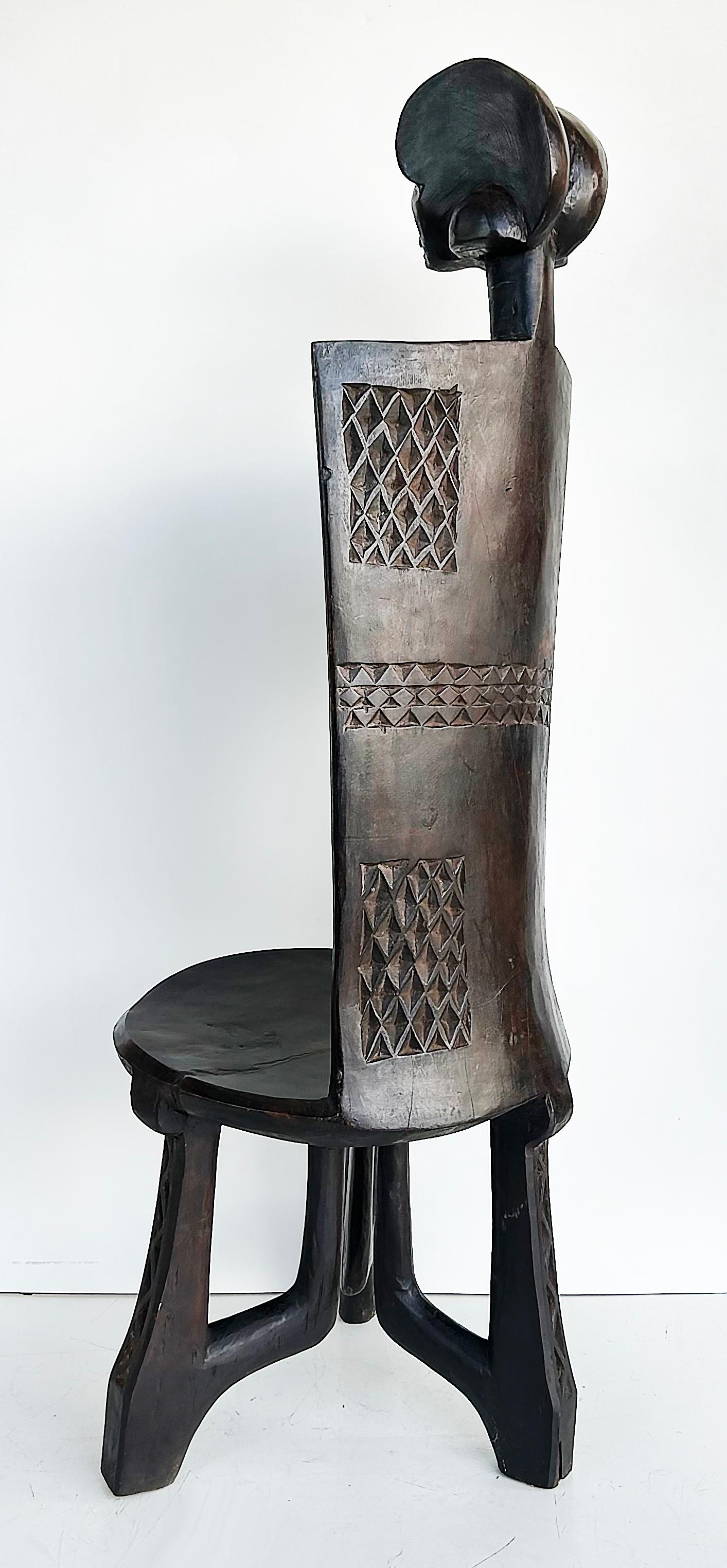 Tanzanian Late 20th Century African Carved Throne Chair, Makonde People of Tanzania For Sale