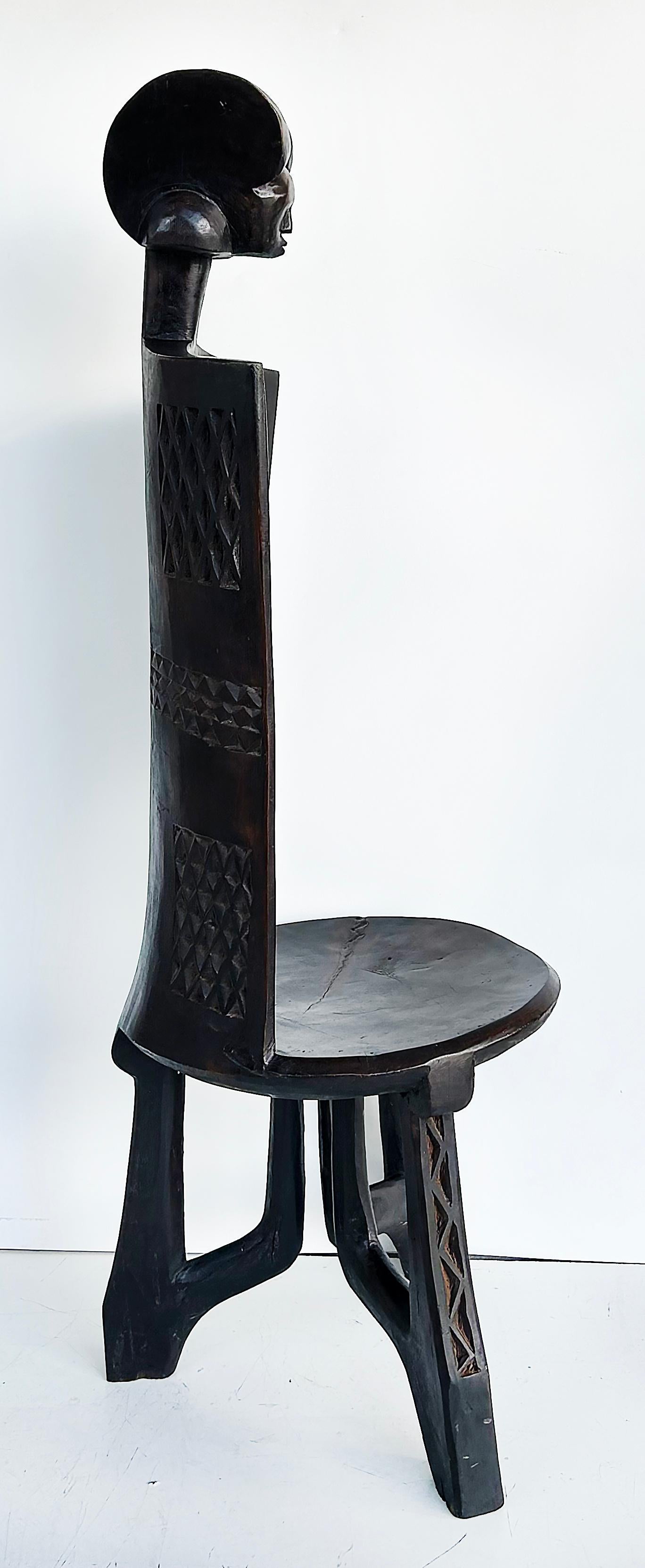 Late 20th Century African Carved Throne Chair, Makonde People of Tanzania For Sale 1