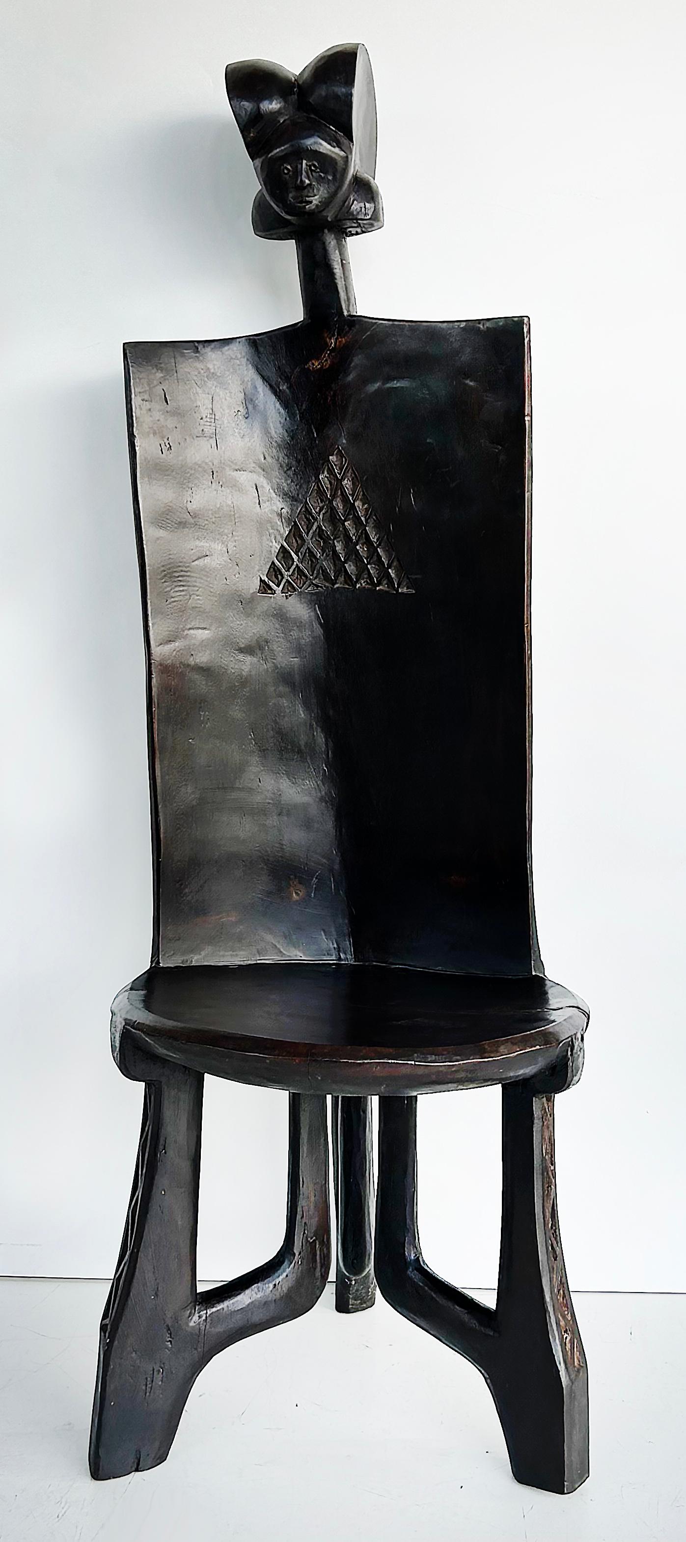 Late 20th Century African Carved Throne Chair, Makonde People of Tanzania For Sale 2