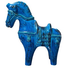 Late 20th Century Aldo Londi Rimini Blu Horse by Flavia Montelupo/Bitossi, Italy