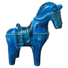 Late 20th Century Aldo Londi Rimini Blu Horse by Flavia Montelupo/Bitossi, Italy
