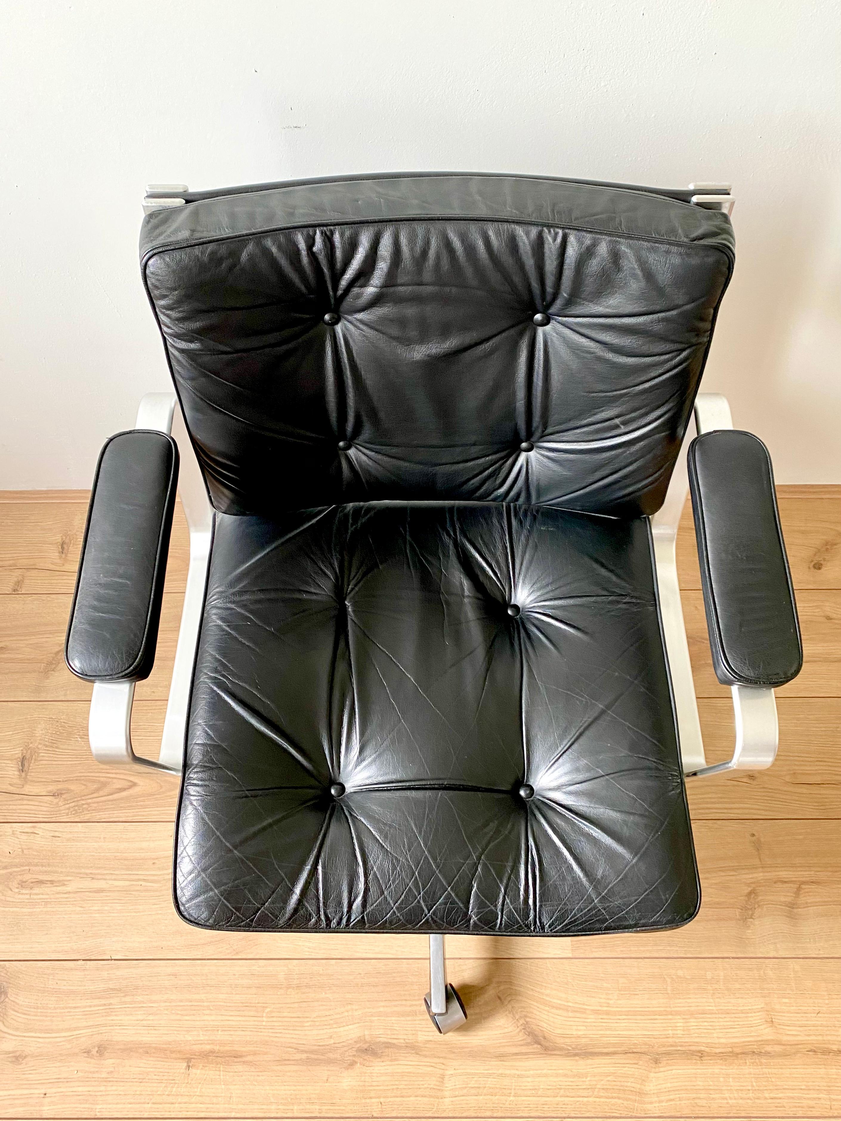 Mid-Century Modern Chaise de bureau en aluminium et cuir de Karl Ekselius FINALE VENTE en vente
