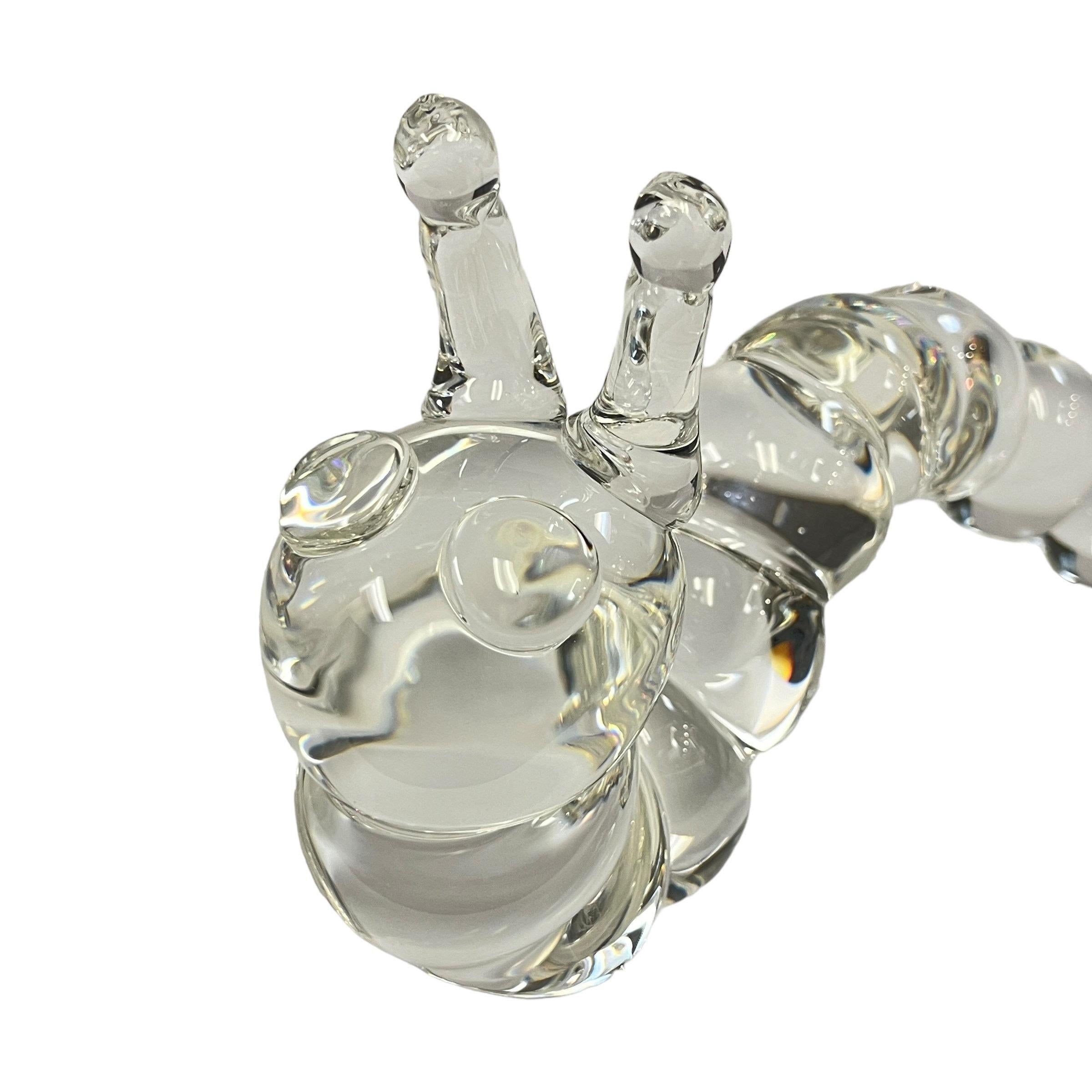 Late 20th Century American Art Glass Crystal Caterpillar Sculpture by, Steuben For Sale 7