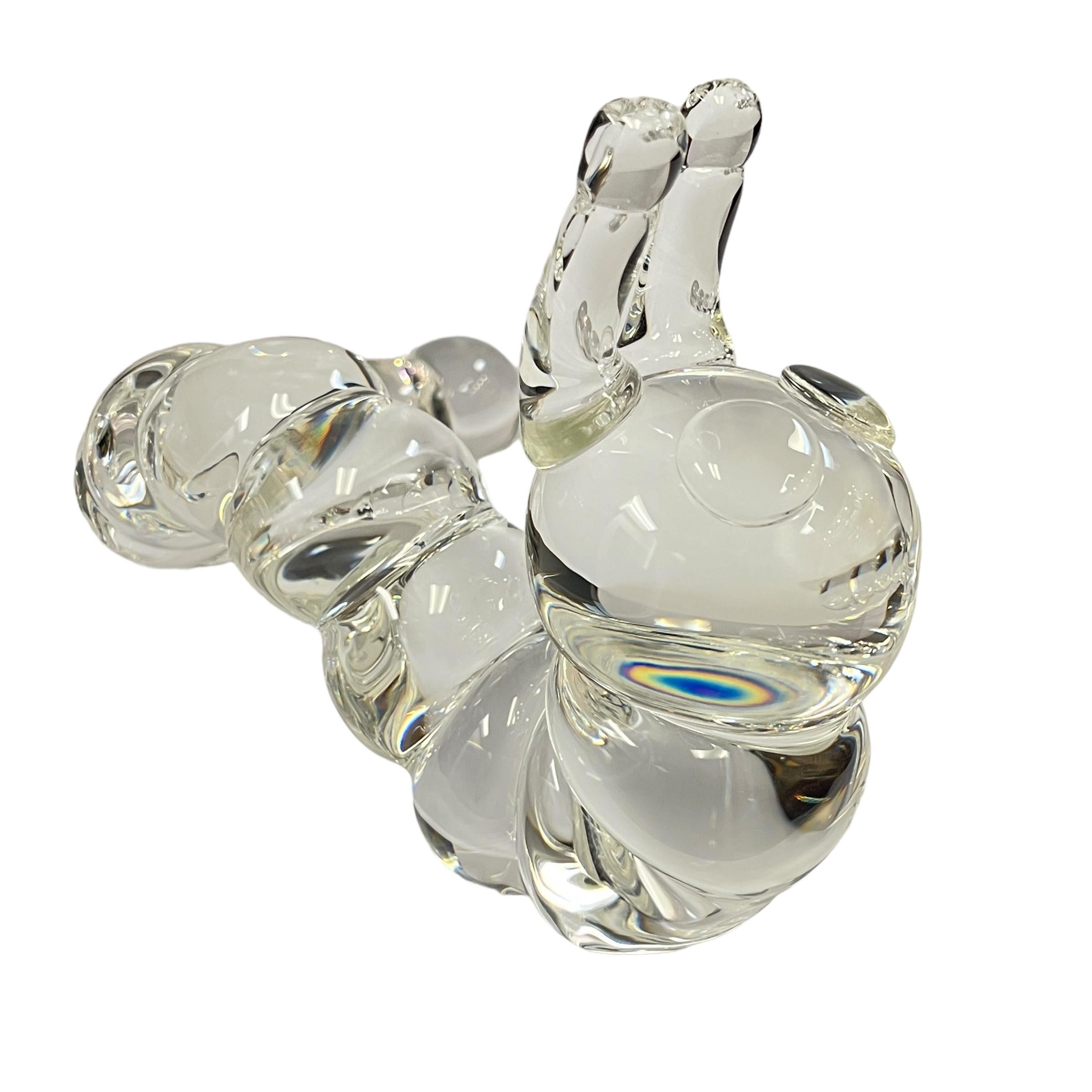 Mid-Century Modern Late 20th Century American Art Glass Crystal Caterpillar Sculpture by, Steuben For Sale