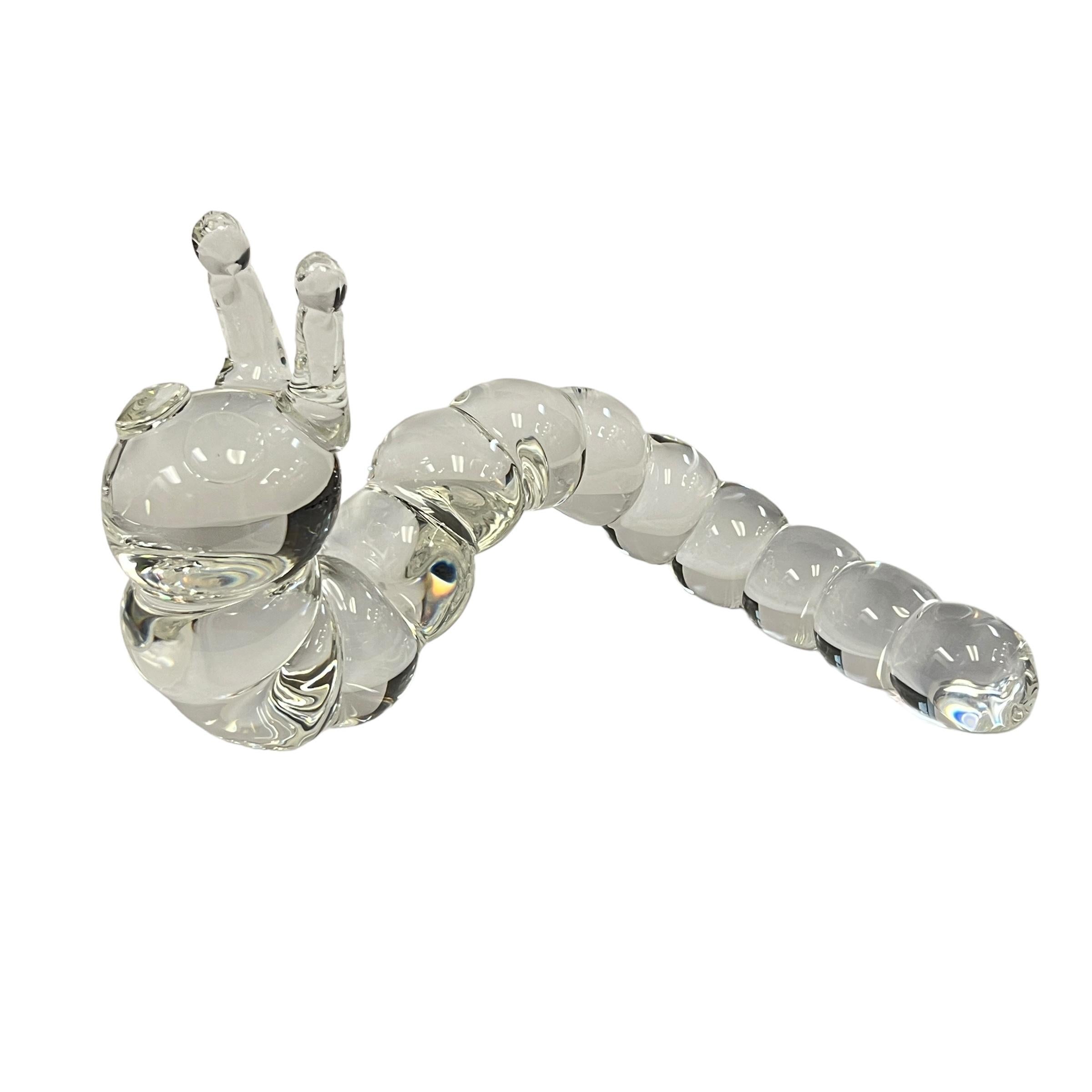 Late 20th Century American Art Glass Crystal Caterpillar Sculpture by, Steuben In Good Condition For Sale In Englewood, NJ