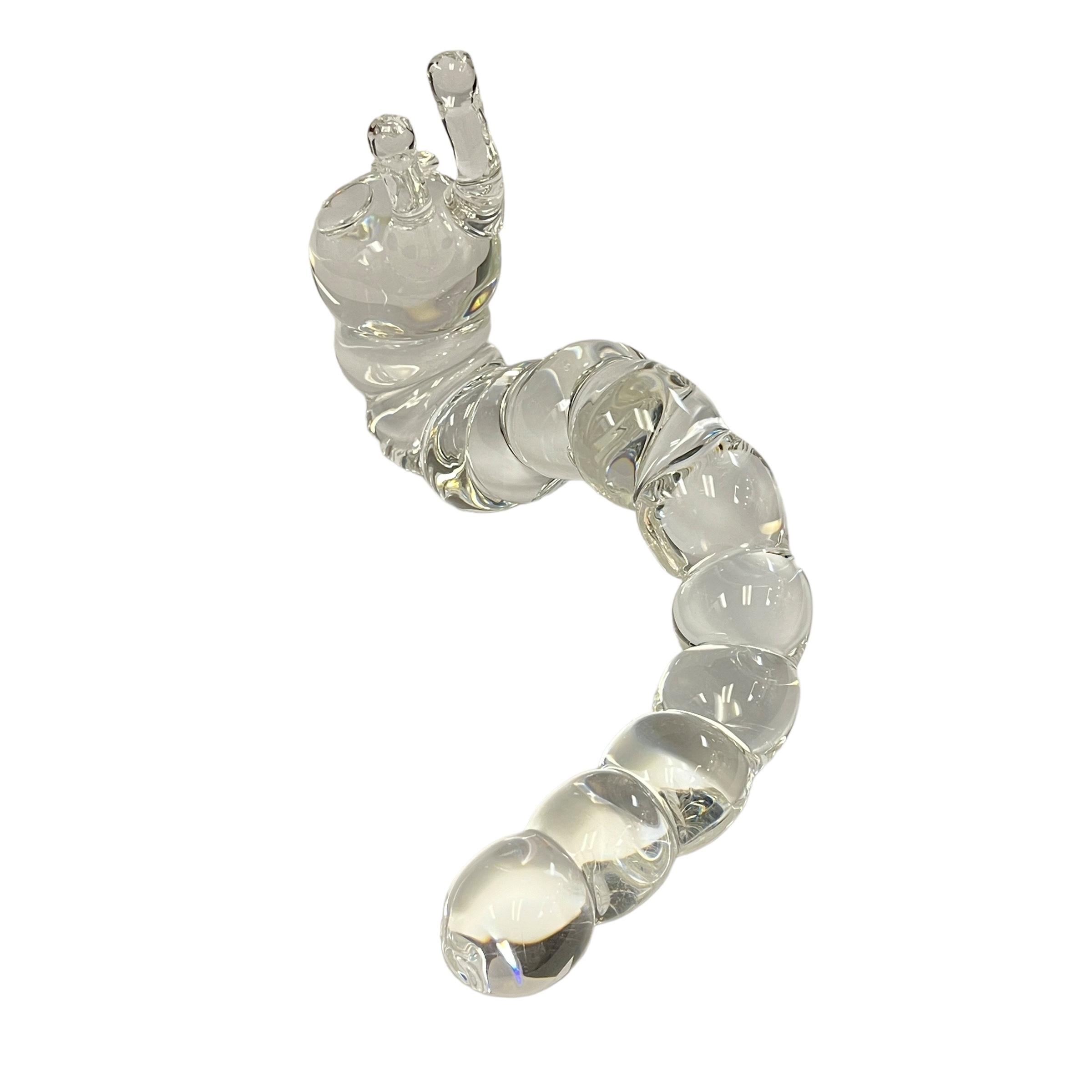 Late 20th Century American Art Glass Crystal Caterpillar Sculpture by, Steuben For Sale 3