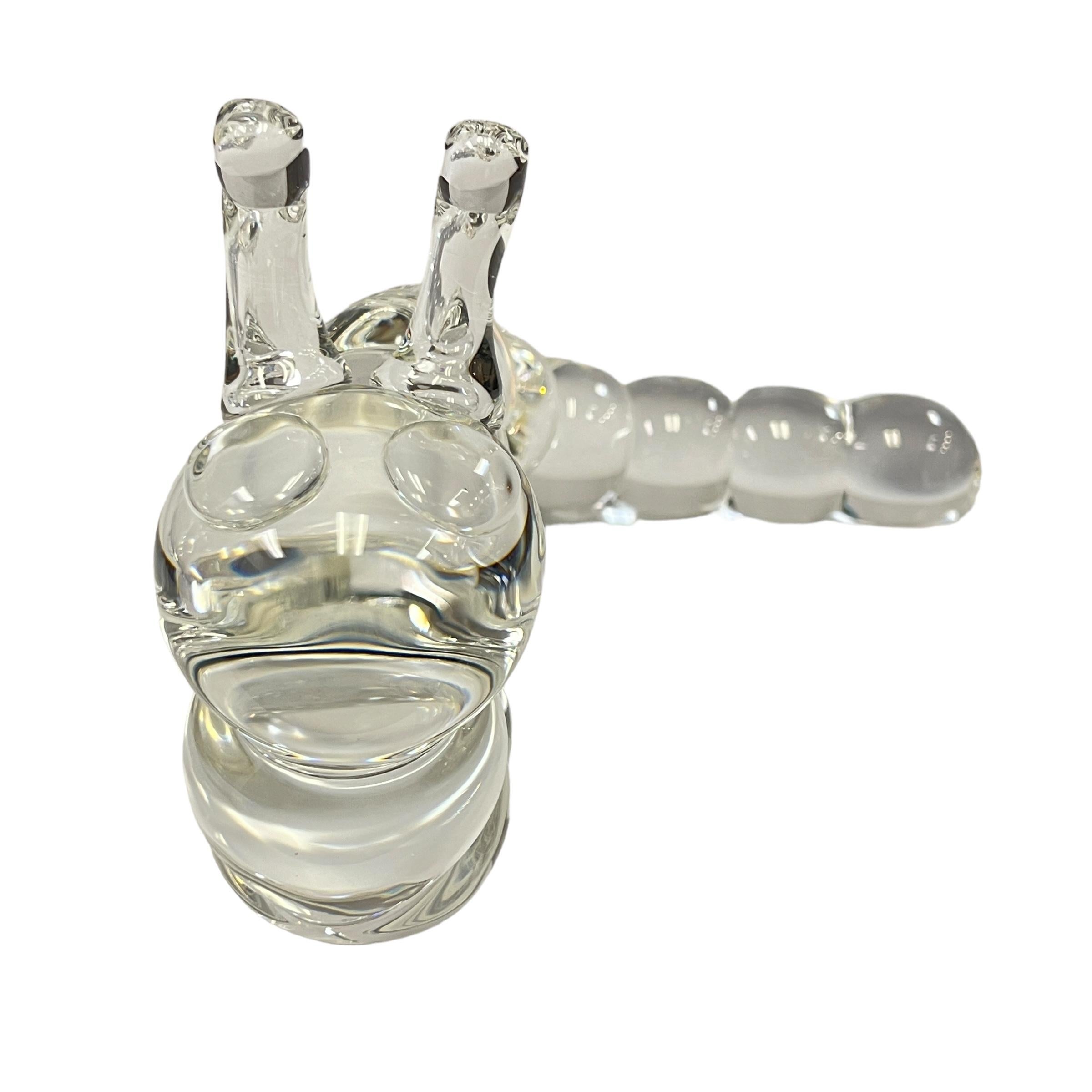 Late 20th Century American Art Glass Crystal Caterpillar Sculpture by, Steuben For Sale 4