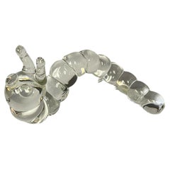 Vintage Late 20th Century American Art Glass Crystal Caterpillar Sculpture by, Steuben
