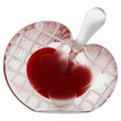 Fiaschetta per profumo "Hearts" in vetro artistico americano della fine del XX secolo
