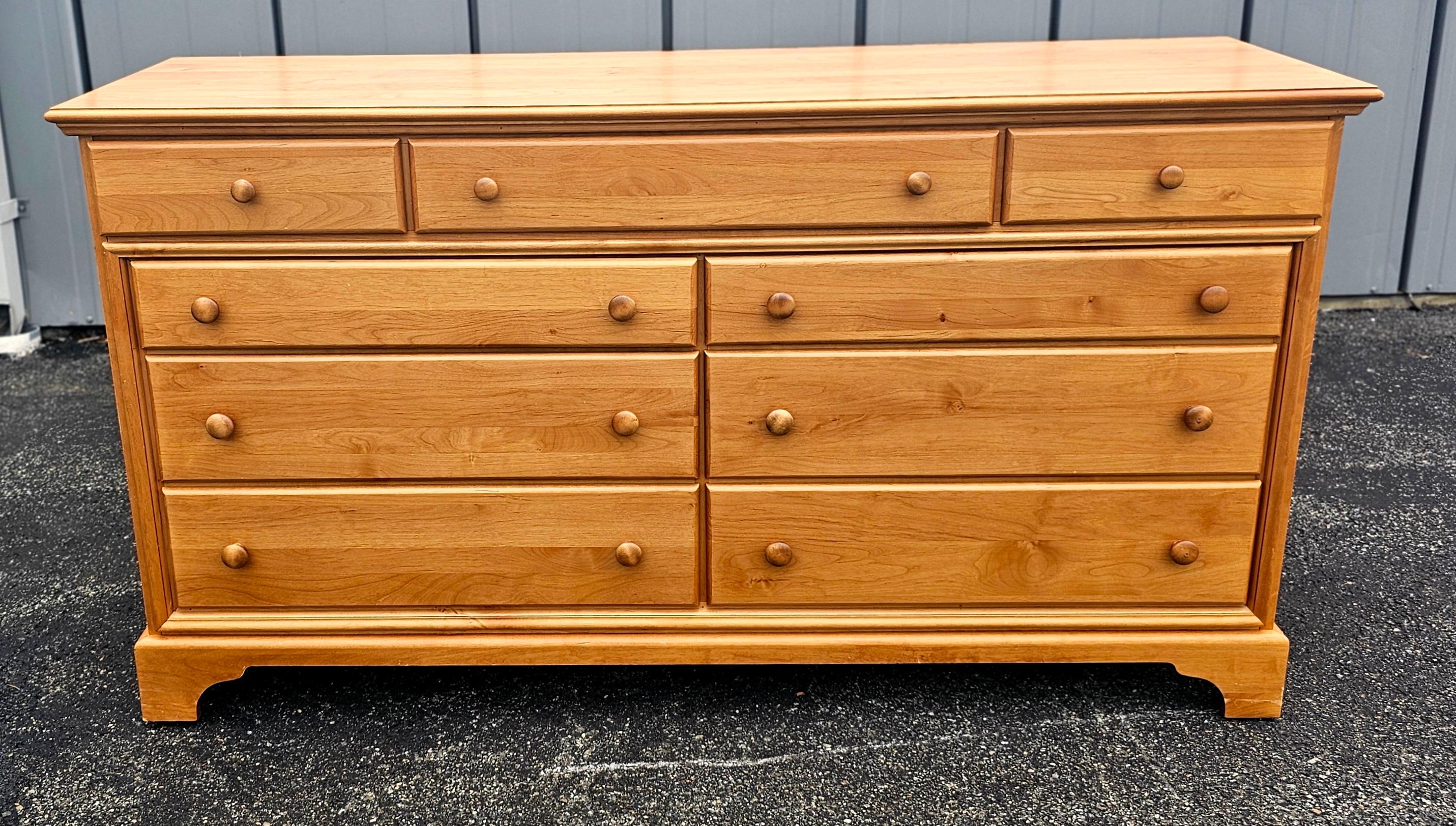 Stained Late 20th Century American Classical Maple Double Dresser For Sale