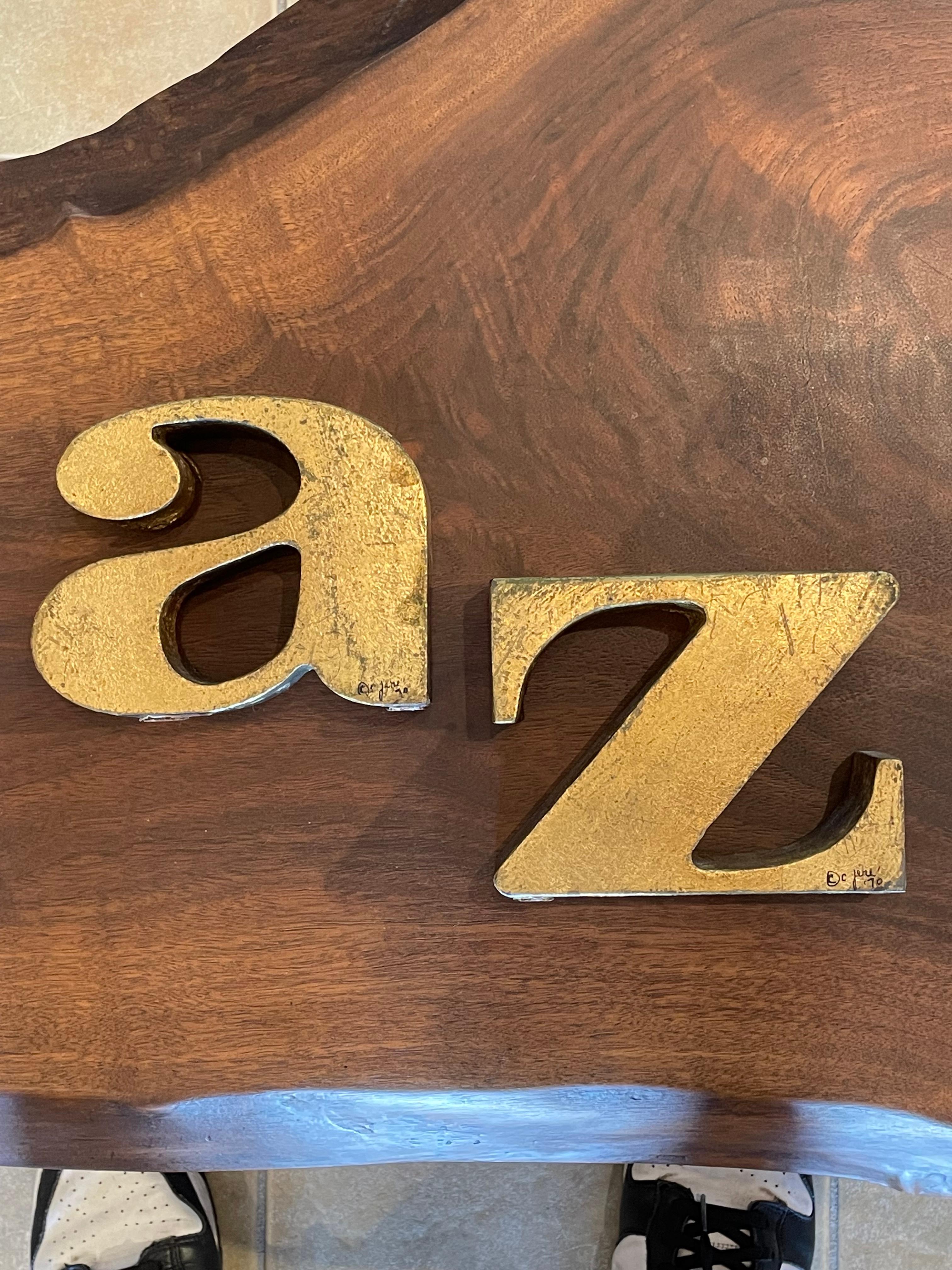 Late 20th Century American Mid Century Modern A - Z Bookends by, Curtis Jere For Sale 2