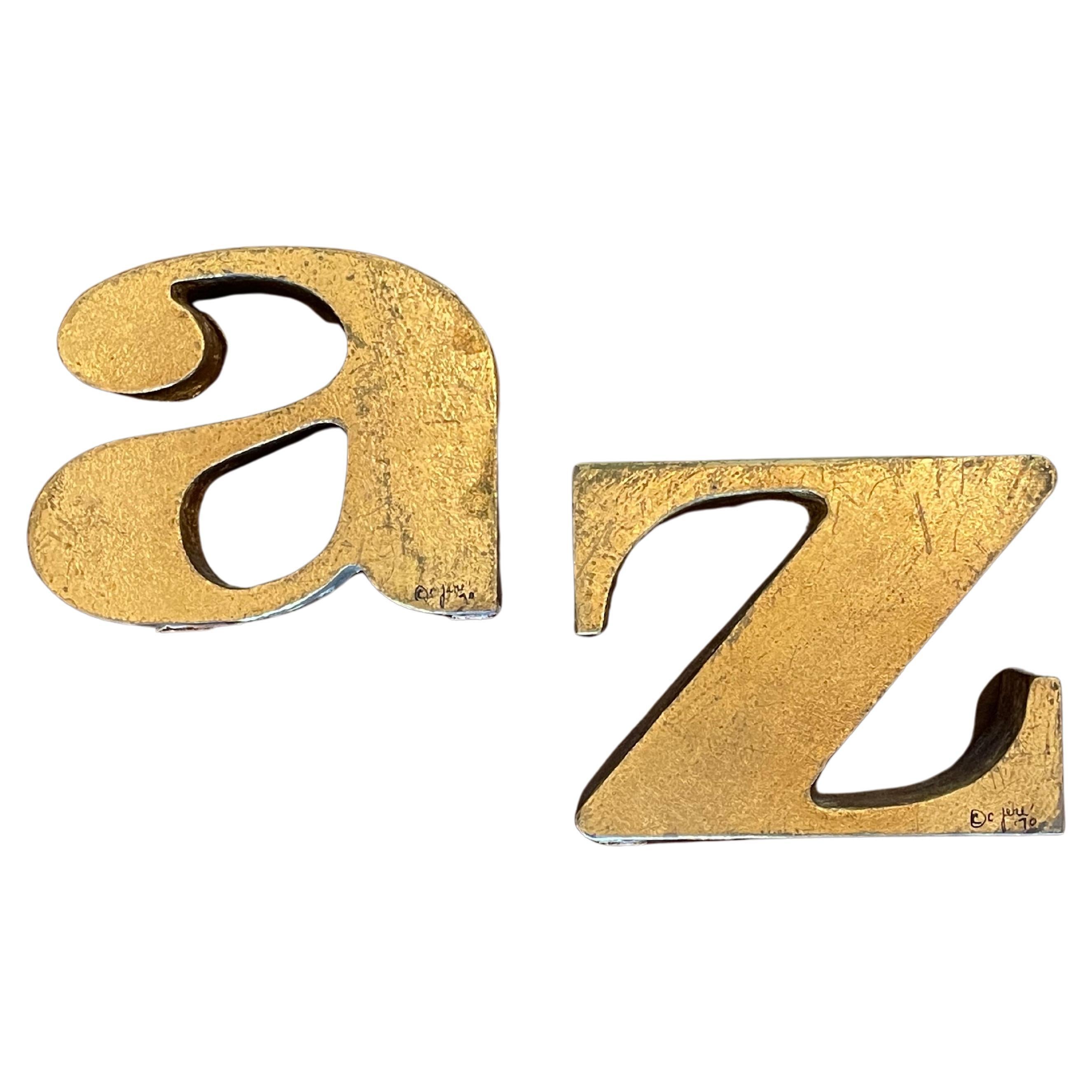 Late 20th Century American Mid Century Modern A - Z Bookends by, Curtis Jere