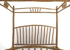 Rustic Old Hickory Wood Canopy King Bed