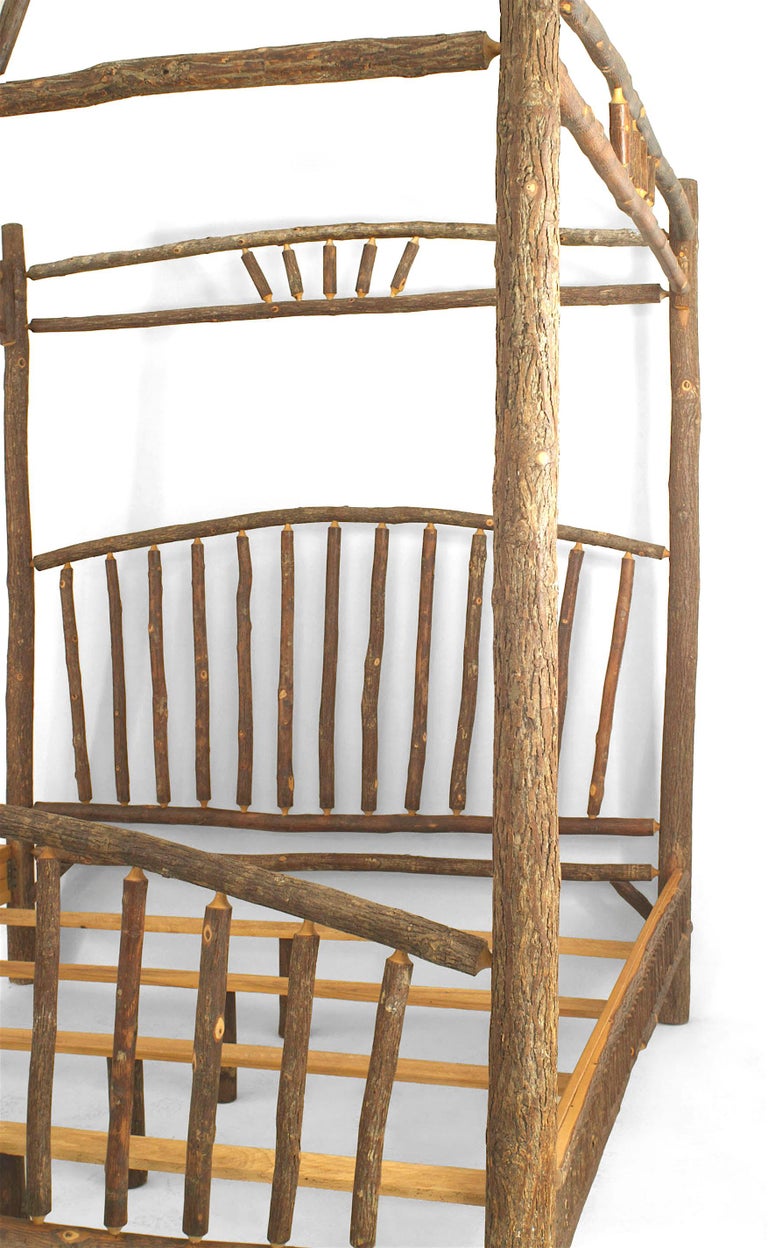 Late 20th Century American Rustic Old Hickory FourPoster Bed For Sale