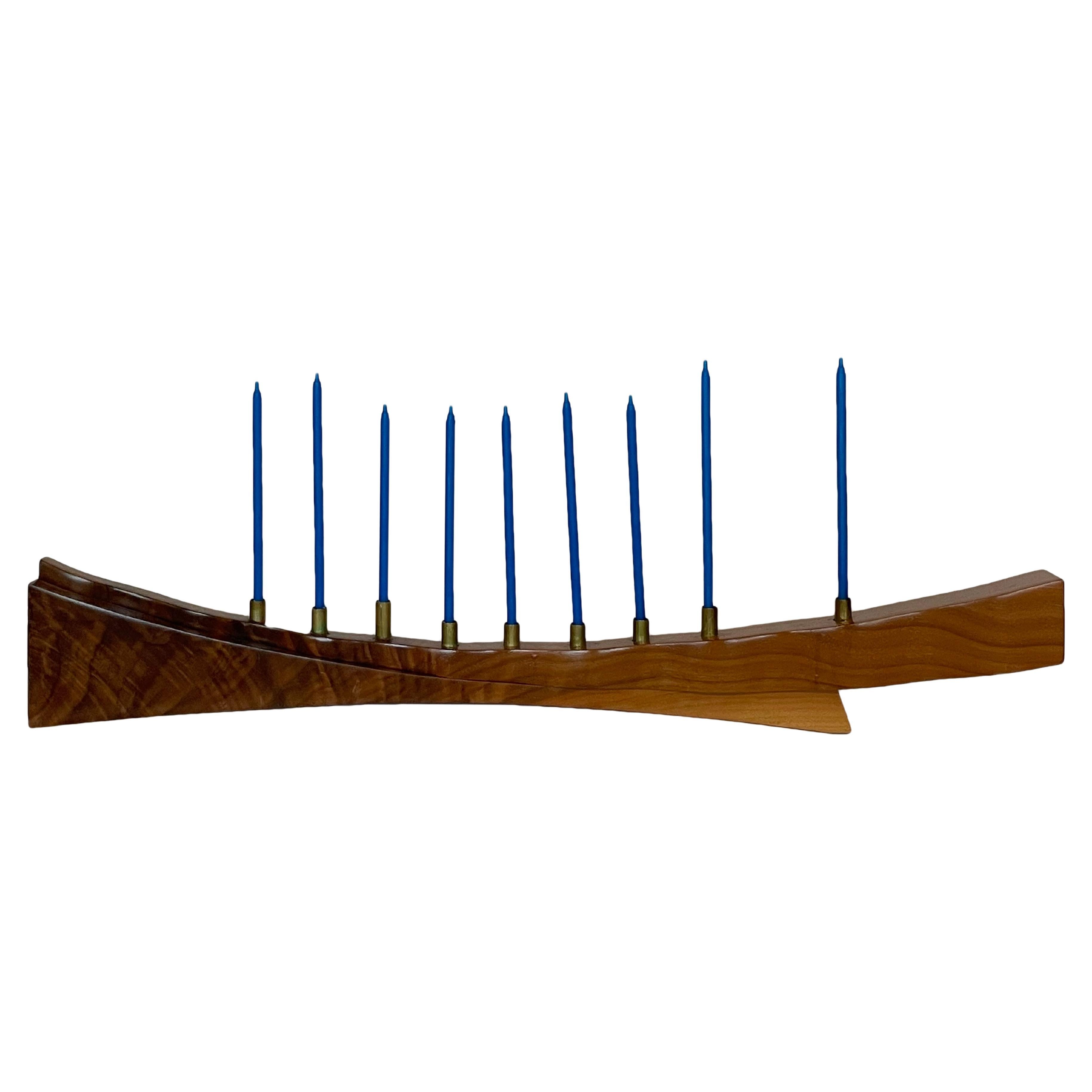 Late 20th Century American Studio Craft Carved Wood Menorah by, Charlie B. Cobb For Sale