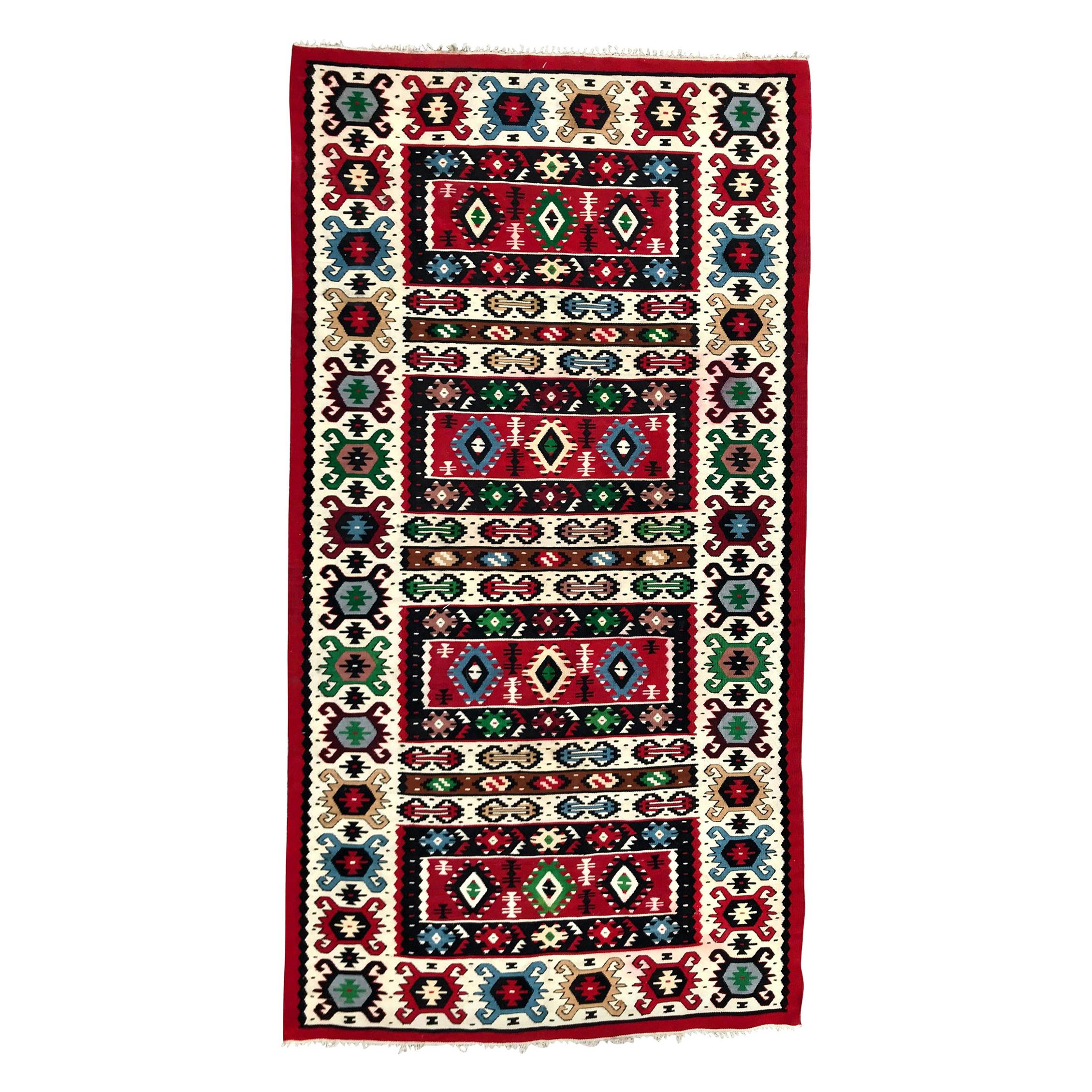 Bobyrug's nice Late 20th Century Anatolian Turkish Kilim Flat Rug