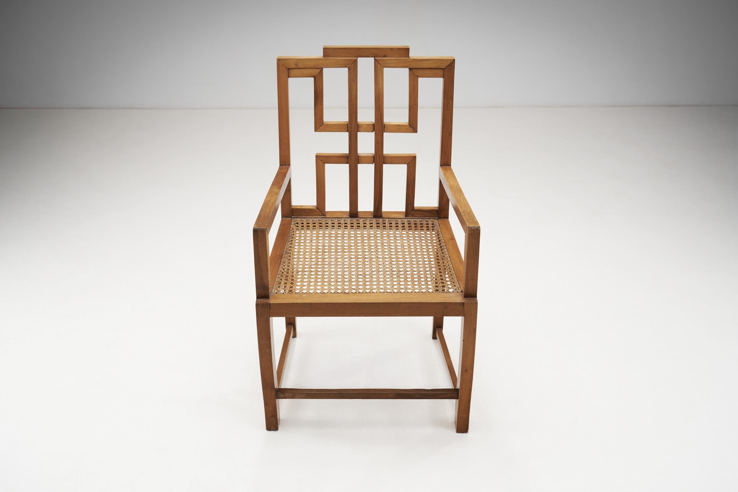 Wood Late 20th Century Anglo-Chinese Chairs with Caned Seats, Europe 1980s For Sale