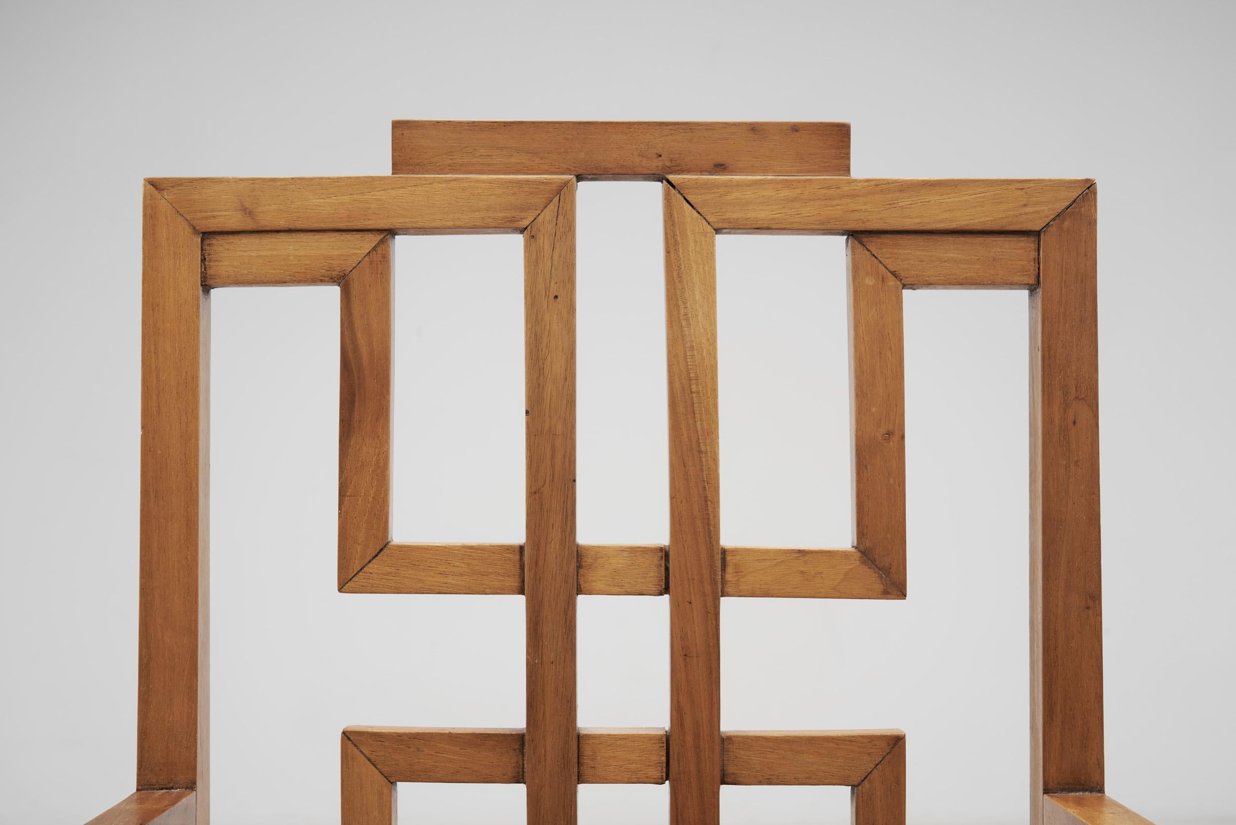 Bois Chaises anglo-chinoises de la fin du 20e siècle avec sièges cannelés, Europe 1980 en vente