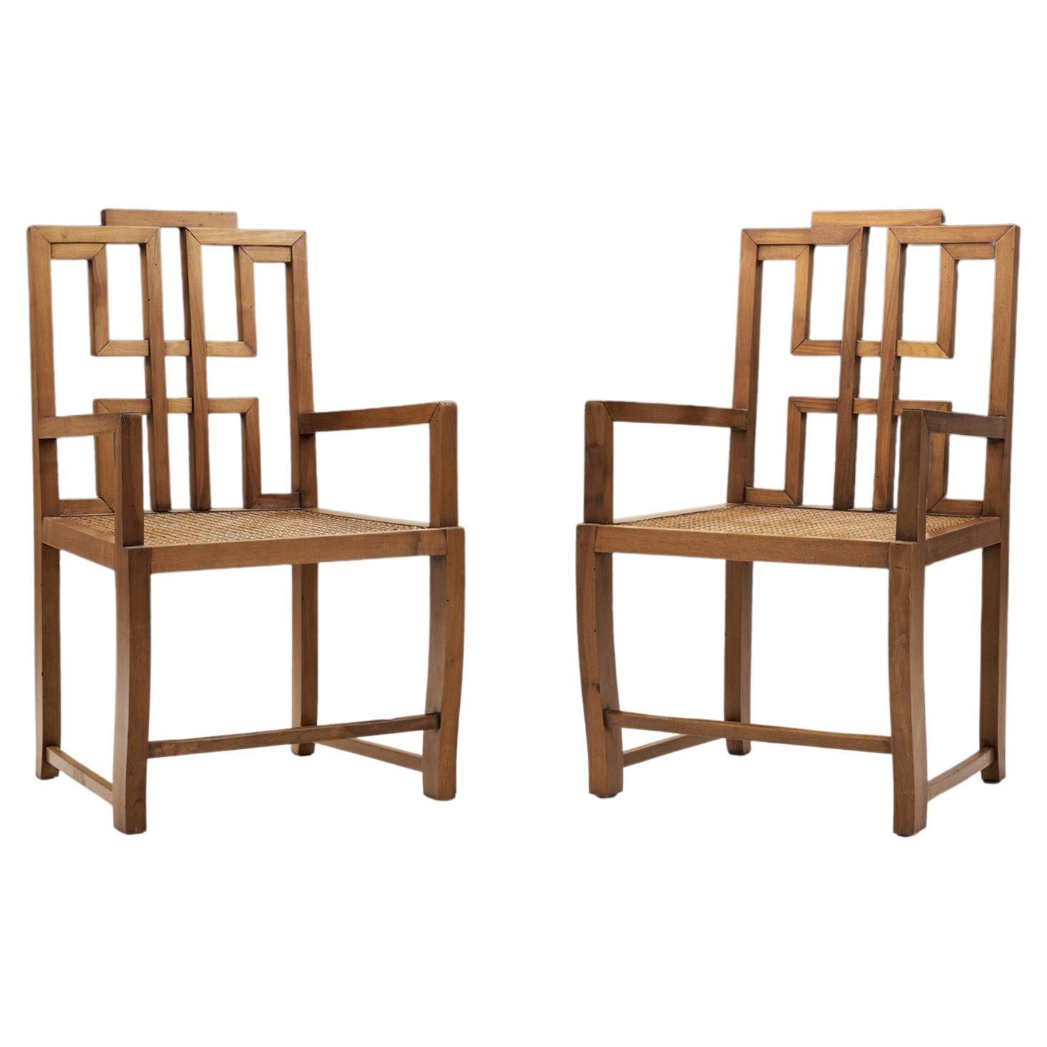 Late 20th Century Anglo-Chinese Chairs with Caned Seats, Europe 1980s